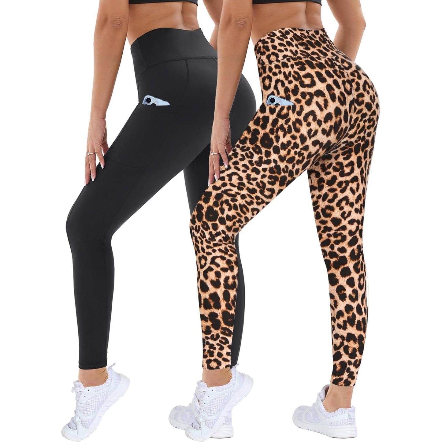 2-Pack Women’s High Waist Sport Leggings – With Pockets, Squat-Proof