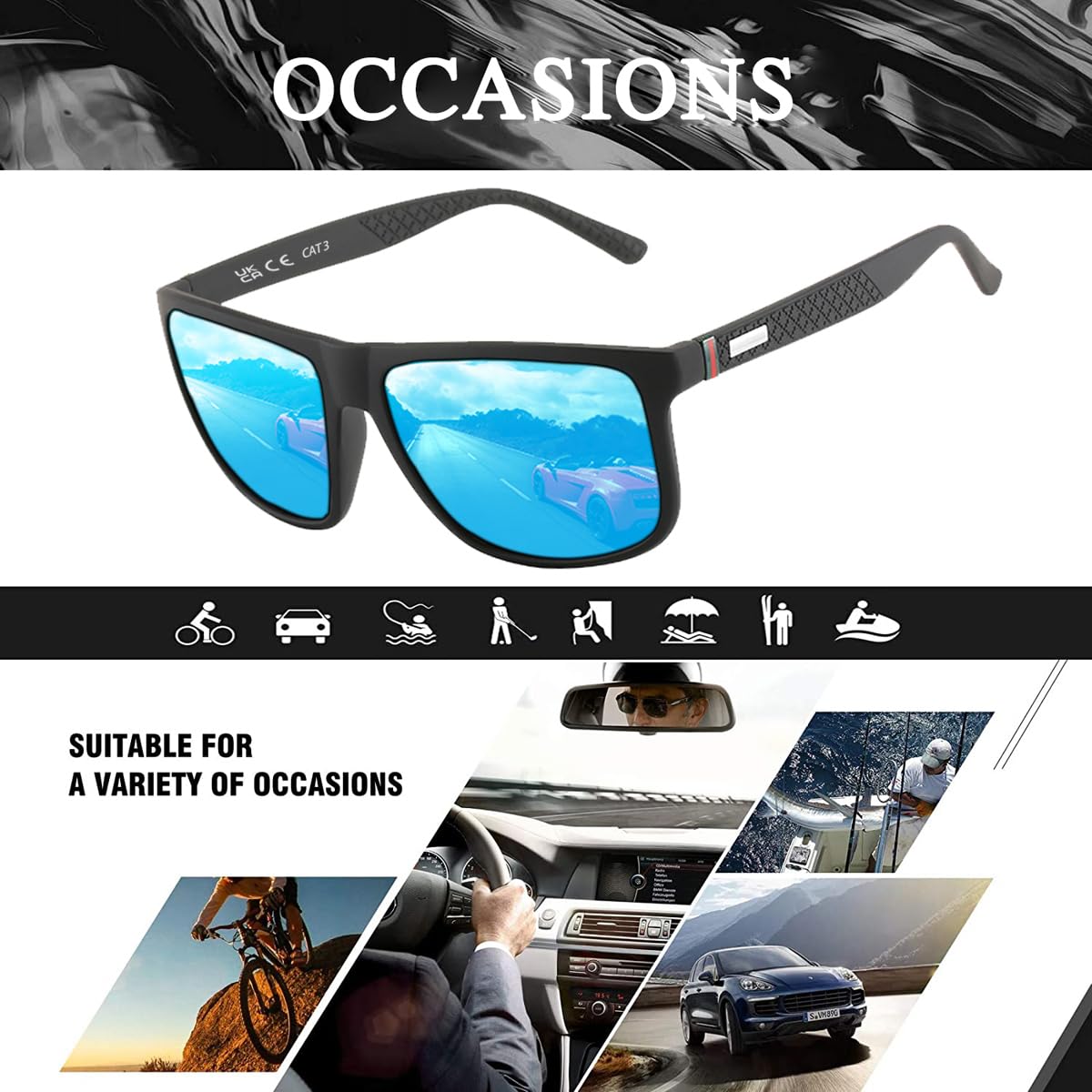 Perfectmiaoxuan Polarisierte Sonnenbrille Herren/Damen ; Vintage/Klassisch/Elegant Brillengestell; HD-Pilotobjektive; Golf/Fahren/Angeln/Reisebrille/Outdoor-Sportarten Mode Sonnenbrille