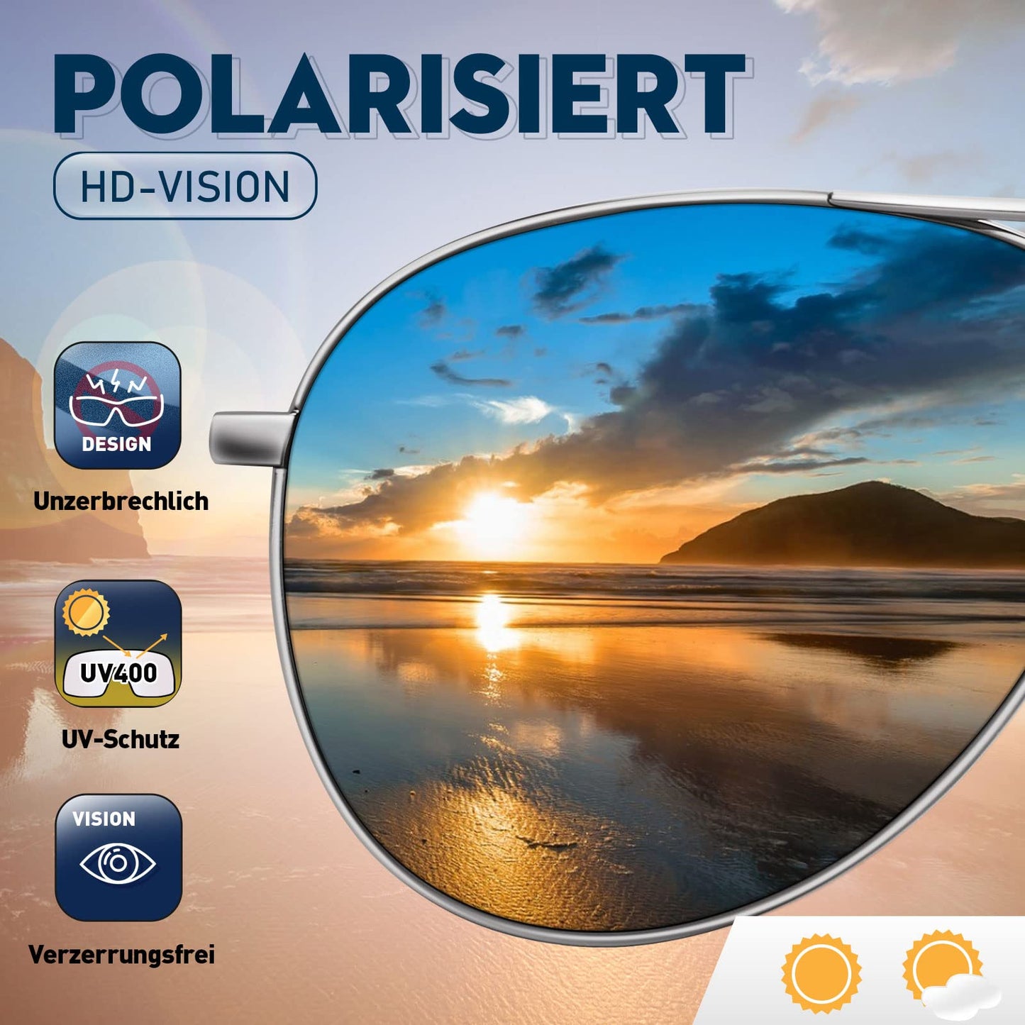 wearPro Sonnenbrille-Herren-Damen-Polarisiert Premium Metallrahmen Sonnenbrillen Unisex mit UV400 Schutz Vintage Schwarz Fahrerbrille