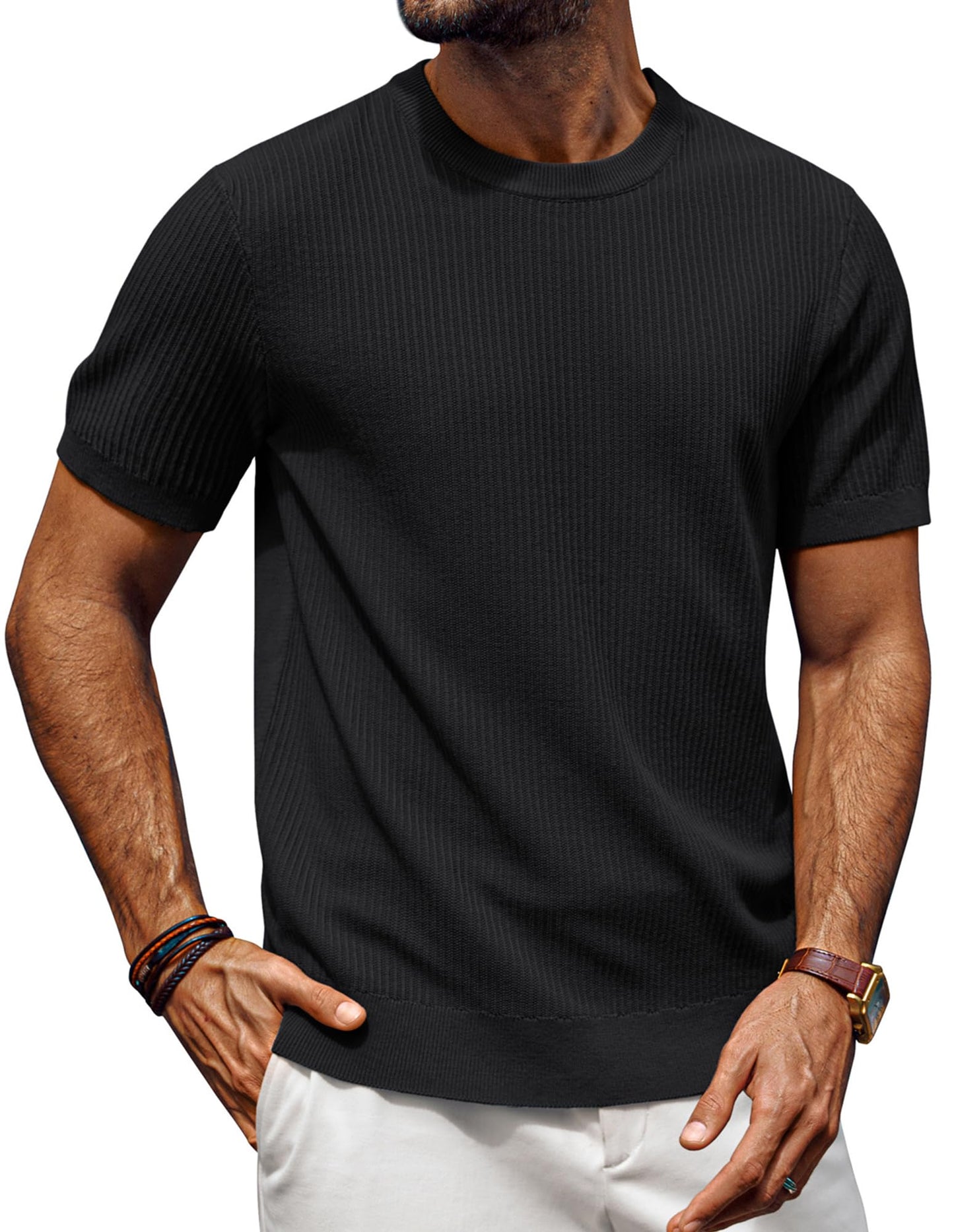 Men’s Short Sleeve Knitted Crew Neck T-Shirt
