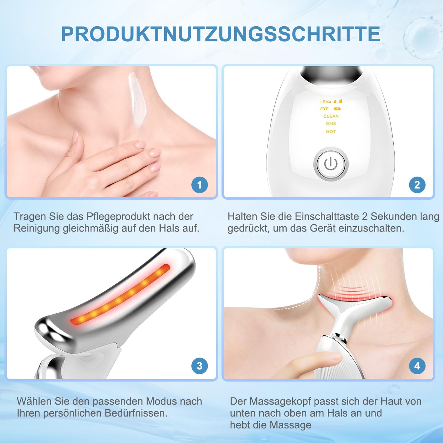 ChapStick Gesichtsmassagegerät Gegen Falten, Smart Multicolor Anti-Falten Schönheit Gerät, 3 Modi Hals Gesichtsstraffung Gerät, 45°C EMS Gua Sha Elektrisch Gesichtsmassagegerät, Straffung und Lifting