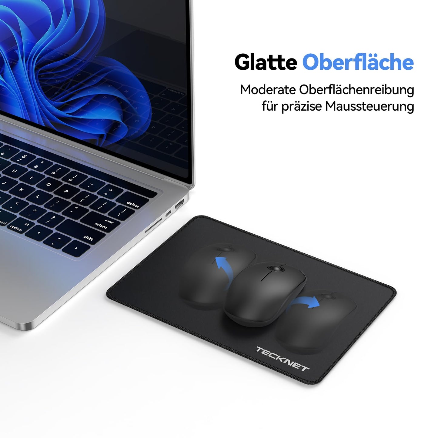 TECKNET Mauspad, 3 Pack Mousepad 270 x 210 mm, wasserdichte Gaming Mauspad Mausmatte mit vernähte Kanten, rutschfeste Gummiunterseite, Glatte Oberflächen, Geeignet für Computer, Laptop und PC