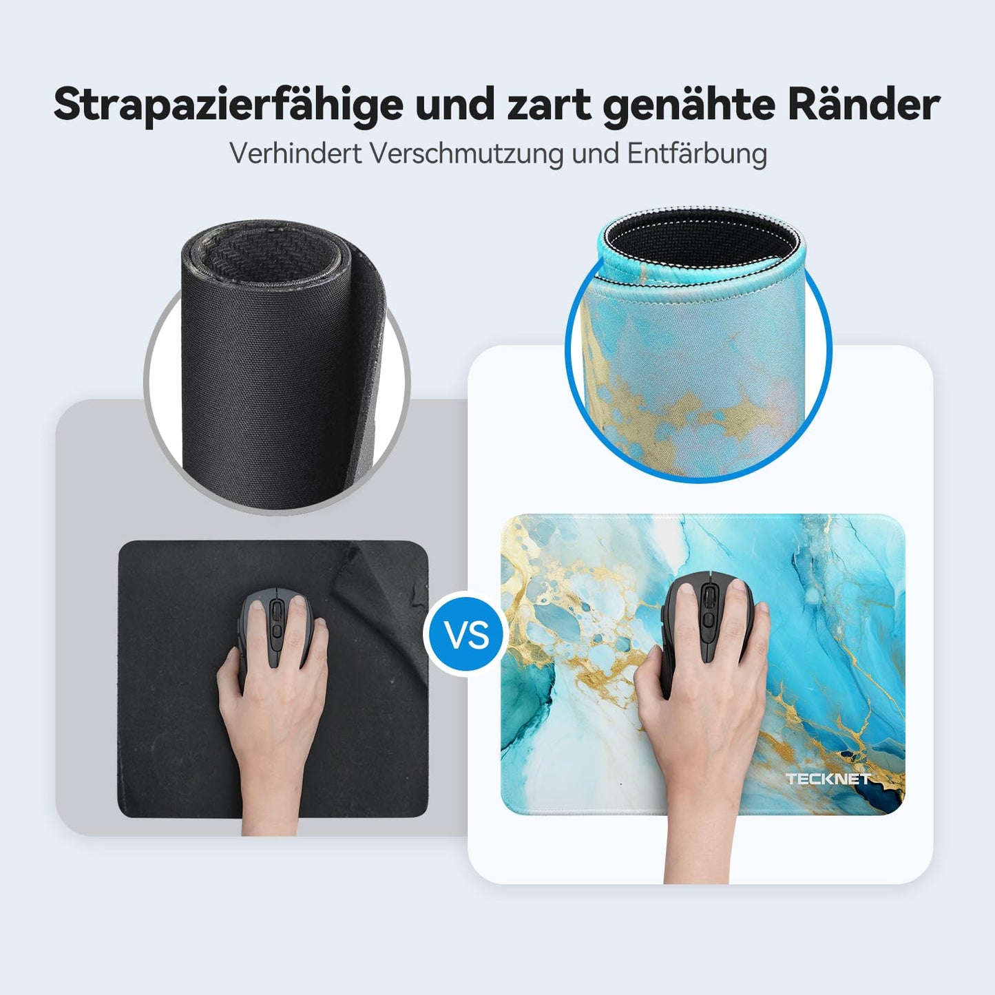 TECKNET Mauspad, 280 x 210 mm Gaming Mousepad mit Wasserdicht und Rutschfester Gummi für PC-Büro, Arbeit, Gaming, Studium, Laptop, Computer, Zuhause-Schwarz