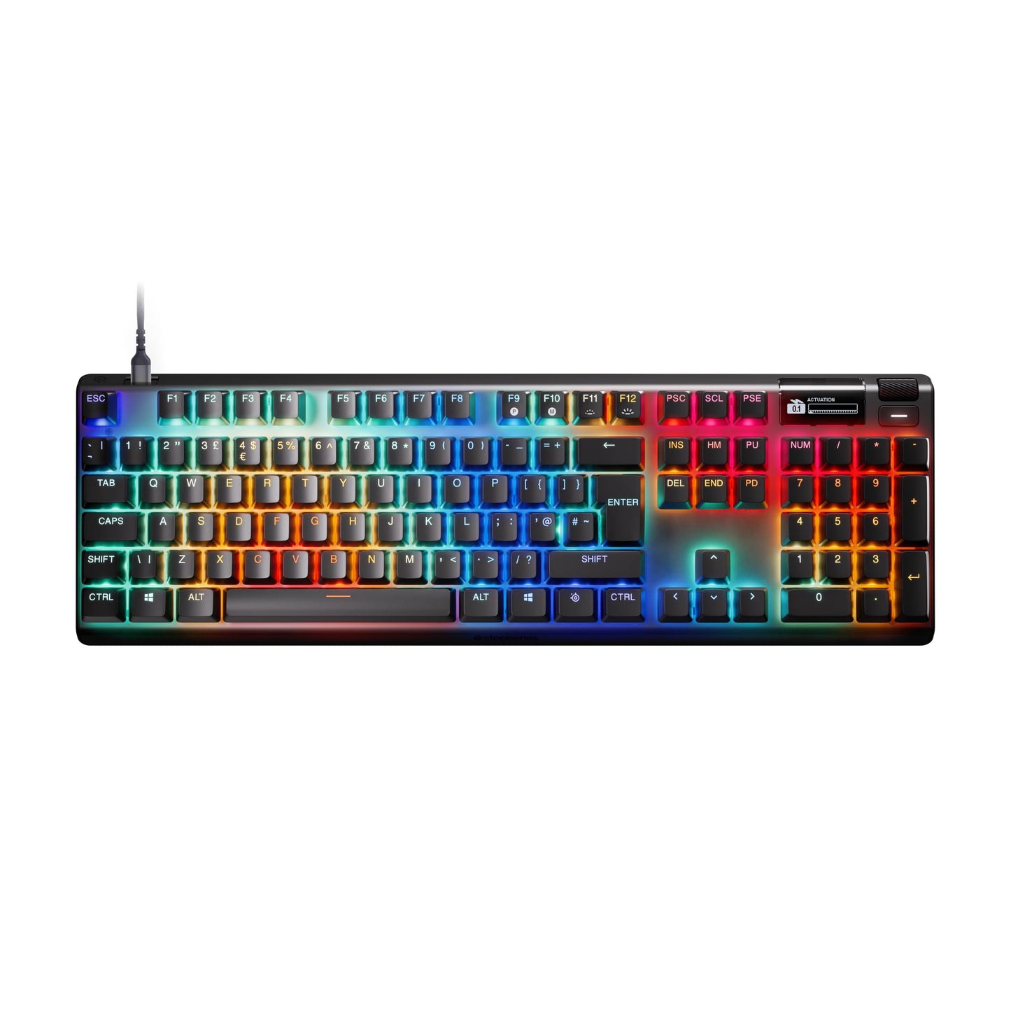 SteelSeries Apex Pro Gen 3 - HyperMagnetic Gaming-Tastatur - OmniPoint 3.0 Switches - anpassbares Ansprechverhalten - Rapid Trigger - Rapid Tap/SOCD - OLED - RGB - PBT-Keycaps - DE Layout QWERTZ