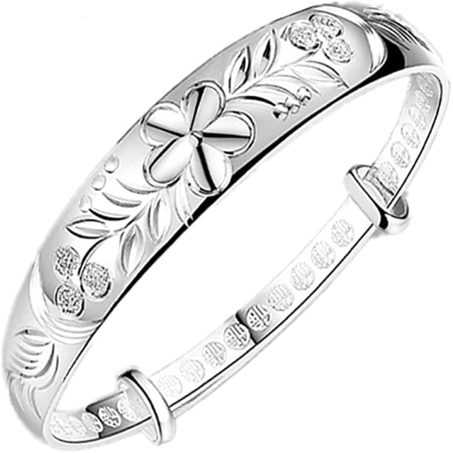 Donboly Sterling Silver Floral Cuff Bracelet