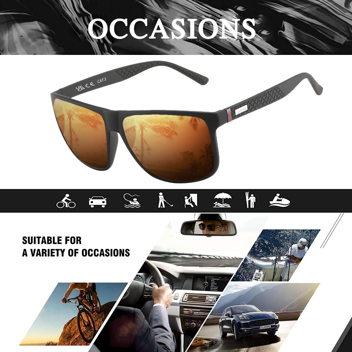 Perfectmiaoxuan Polarisierte Sonnenbrille Herren/Damen ; Vintage/Klassisch/Elegant Brillengestell; HD-Pilotobjektive; Golf/Fahren/Angeln/Reisebrille/Outdoor-Sportarten Mode Sonnenbrille