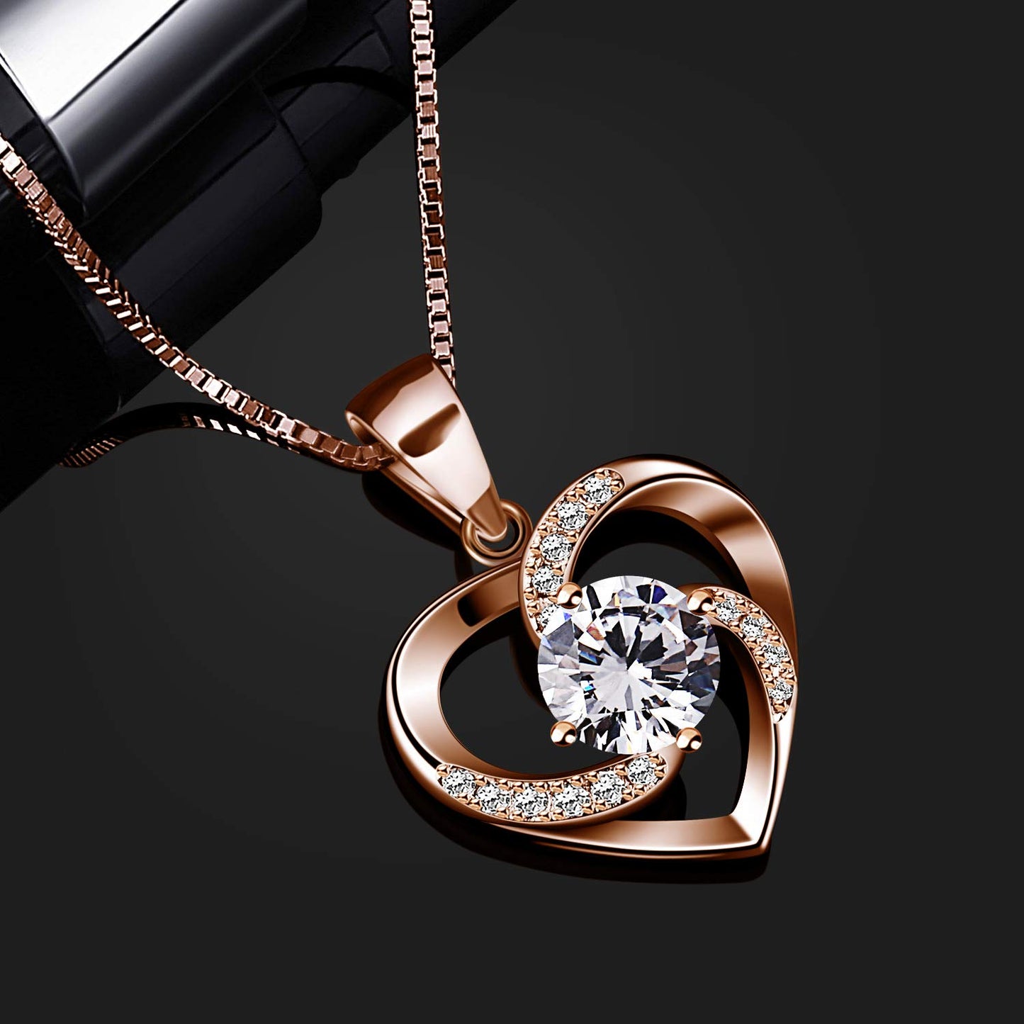 B.Catcher “Love is Happiness” Heart Pendant Necklace
