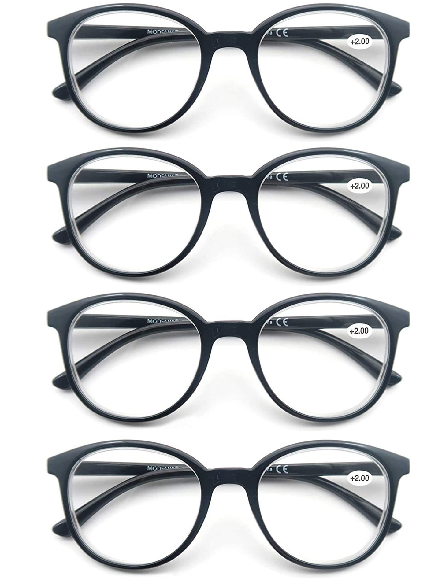 MODFANS (4 Pack) Lesebrille 2.5 Rund Herren Damen,Gute Brillen,Hochwertig,Mode,Komfortabel,Super Lesehilfe,fur Frauen