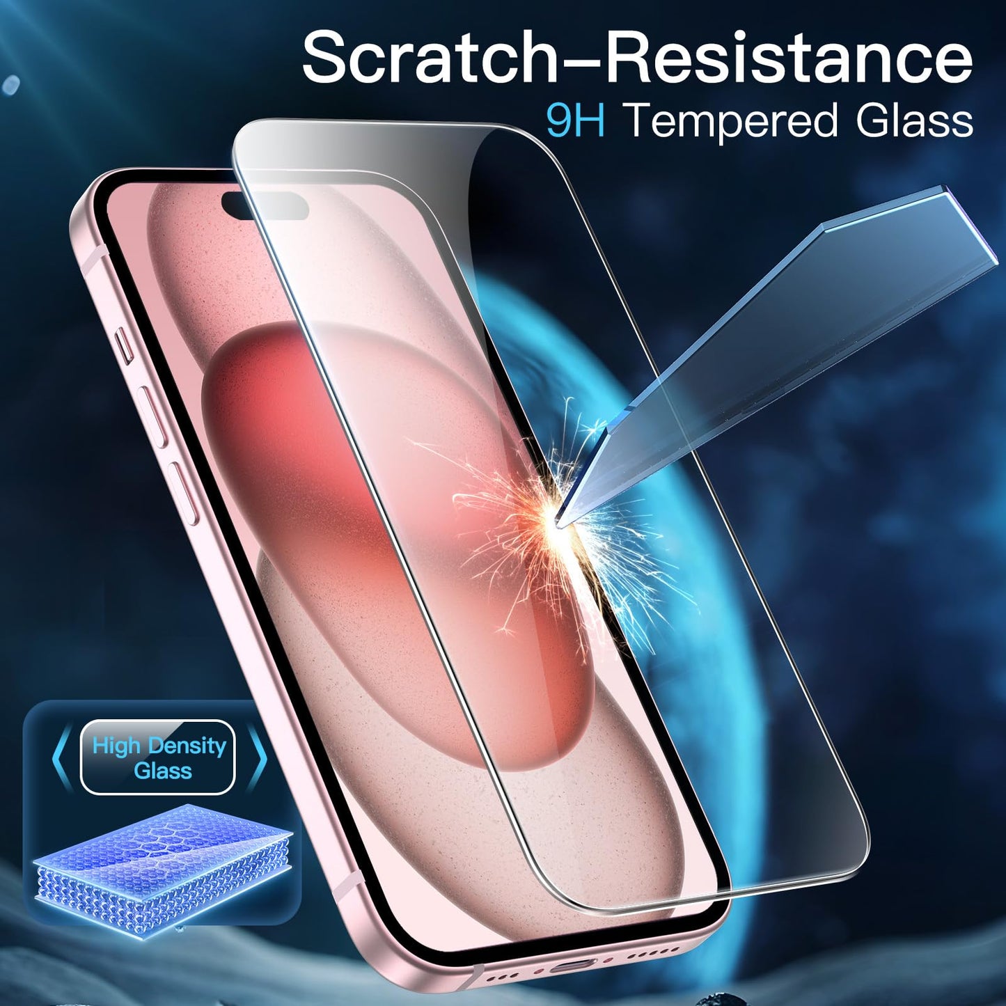 JETech Schutzfolie für iPhone 16e 2025, iPhone 13/13 Pro 6,1 Zoll, Gehärtetes Glas mit Einfaches Installationswerkzeug, Hat Keinen Einfluss auf die Hülle, Panzer HD Klar, 3 Stück