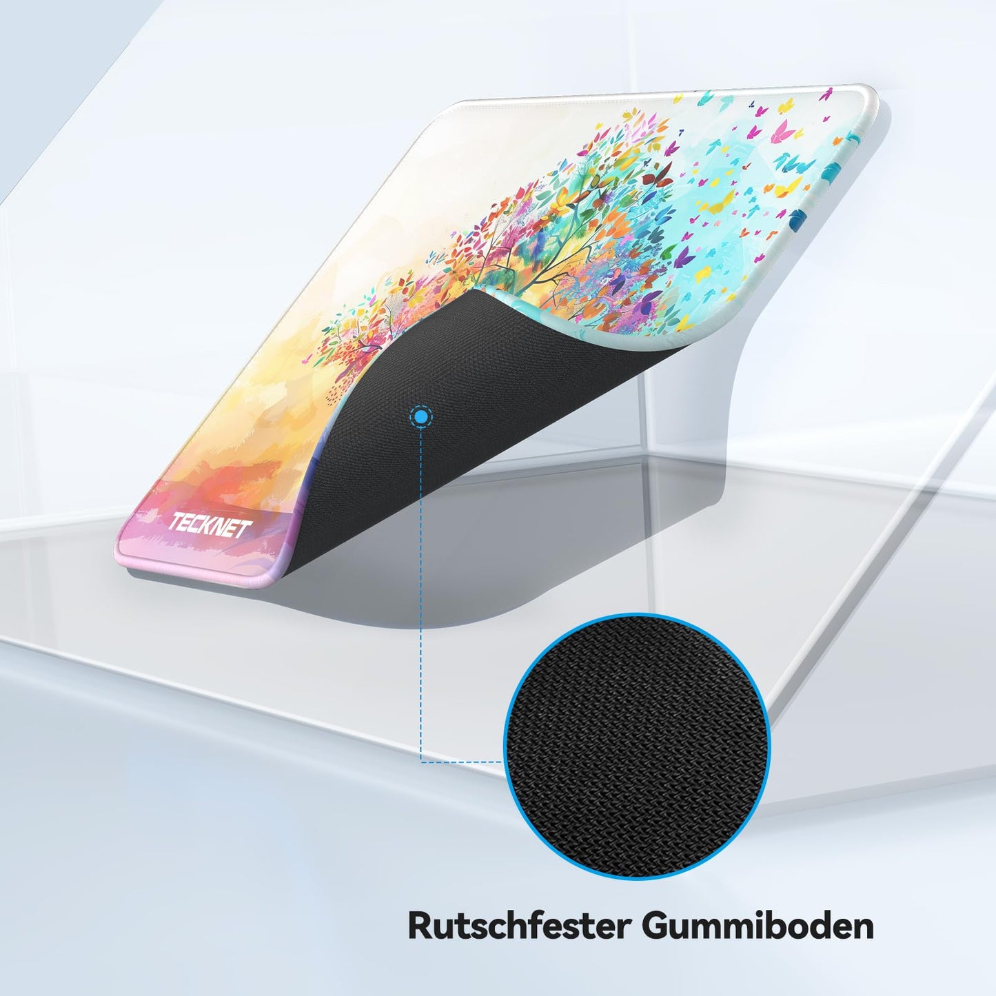 TECKNET Mauspad, 280 x 210 mm Gaming Mousepad mit Wasserdicht und Rutschfester Gummi für PC-Büro, Arbeit, Gaming, Studium, Laptop, Computer, Zuhause-Schwarz