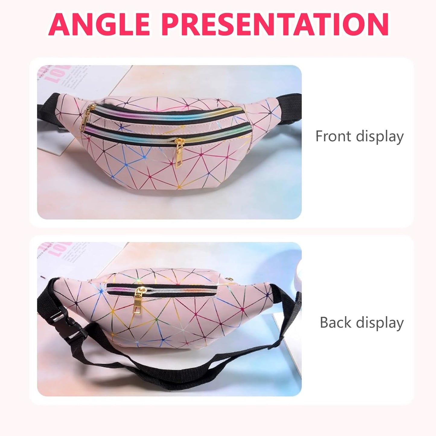 Thoquene Pink Waist Bag with Butterfly Pendant