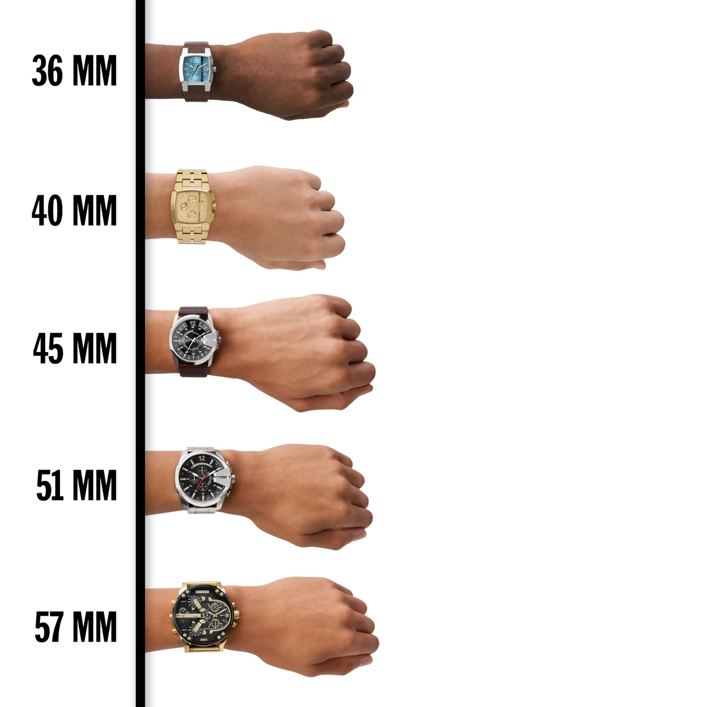 Diesel Mr. Daddy Men's Multifunctional Watch with Silicone, Stainless Steel or Leather Strap