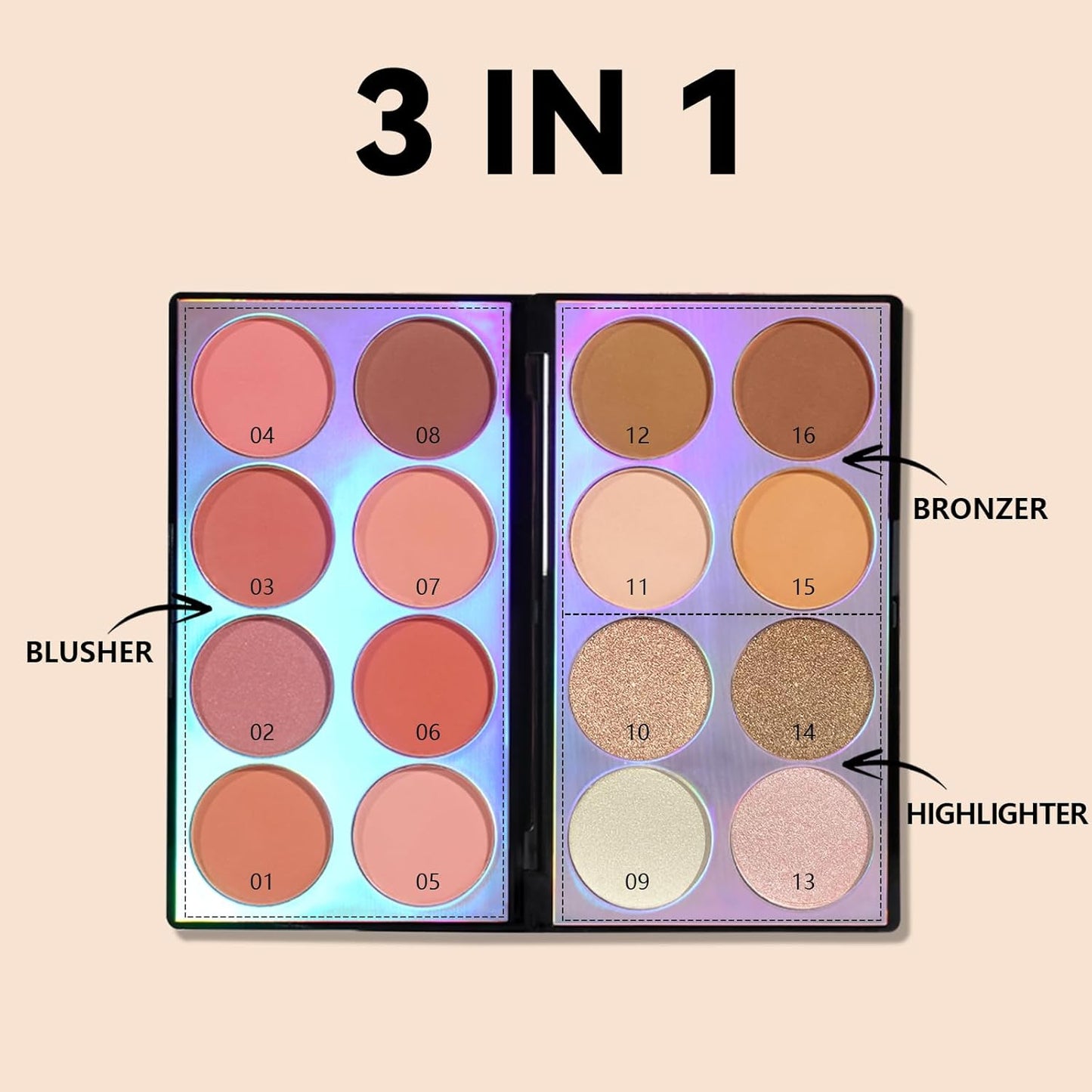 Jutqut 16 Colours Blush Contour Highlighter Makeup Palette