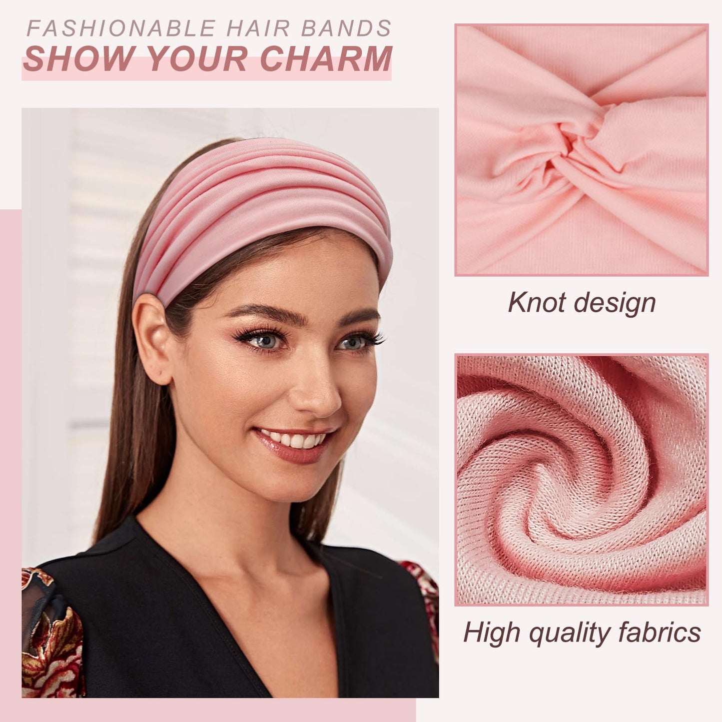 BELEVO Haarband Damen, Extra Breit Stirnband Damen Dünn 18cm Haarbänder Elastische Stirnbänder Weiche Haarreifen Headband Haarschmuck für Yoga Sport 4 Stück