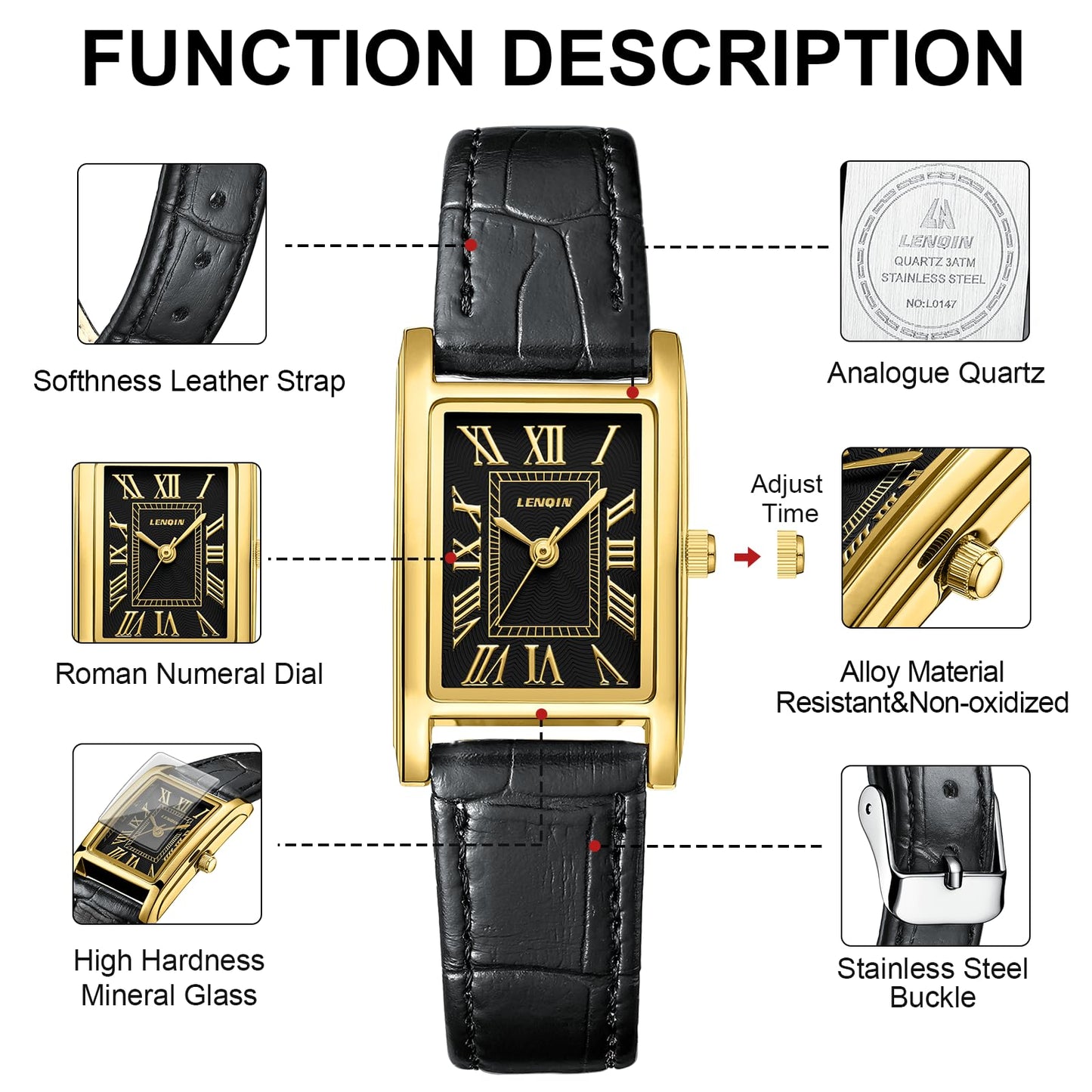 LN LENQIN Women's Watch Women's Classic Watch for Women Fashion Casual Waterproof Leather Analogue Quartz Women's Watch
