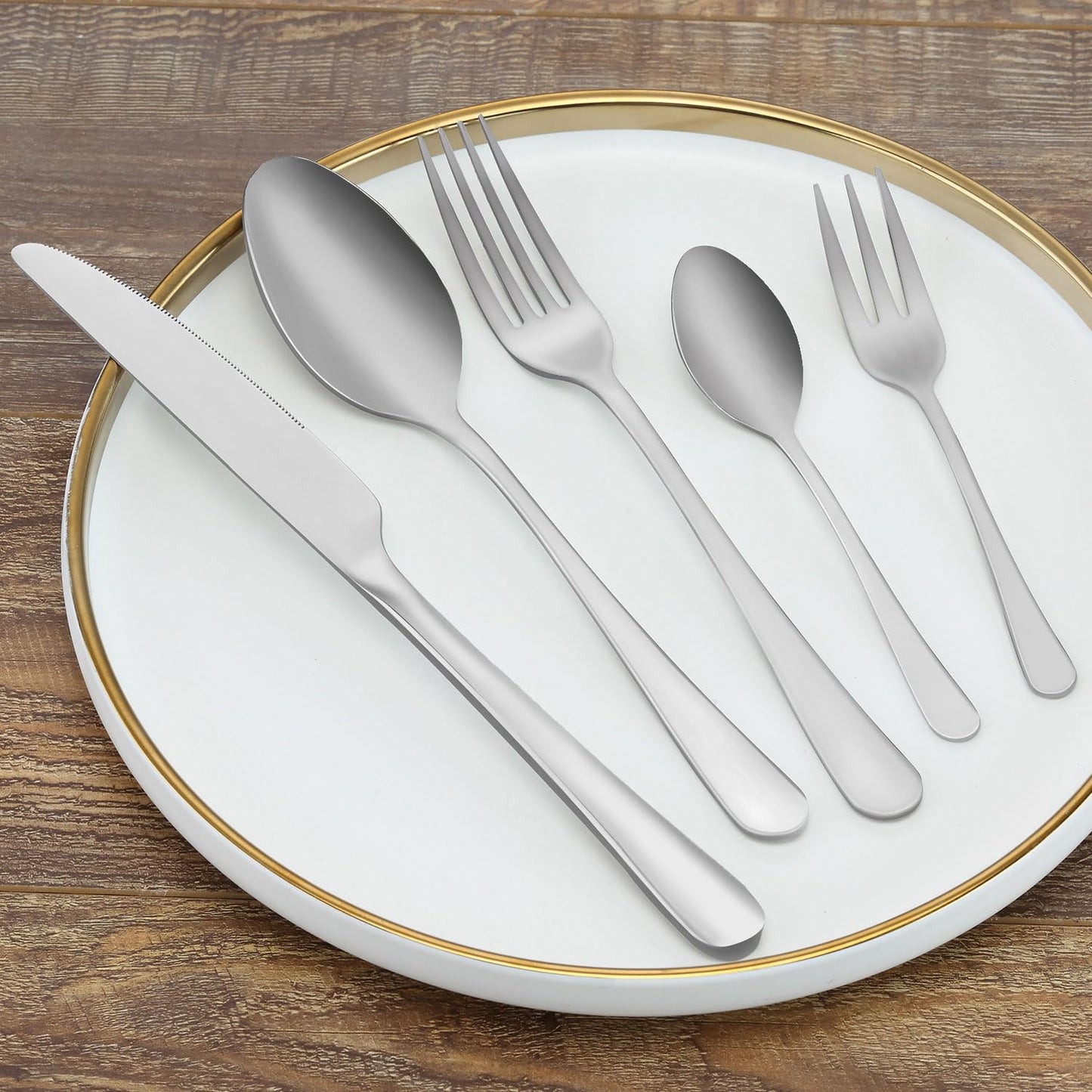 BEWOS Besteck Set für 6 Personen, 30 teilig Essbesteck Set inkl. Messer, Gabel, Löffel, Besteck Edelstahl Spiegelpoliert, Spülmaschinenfest