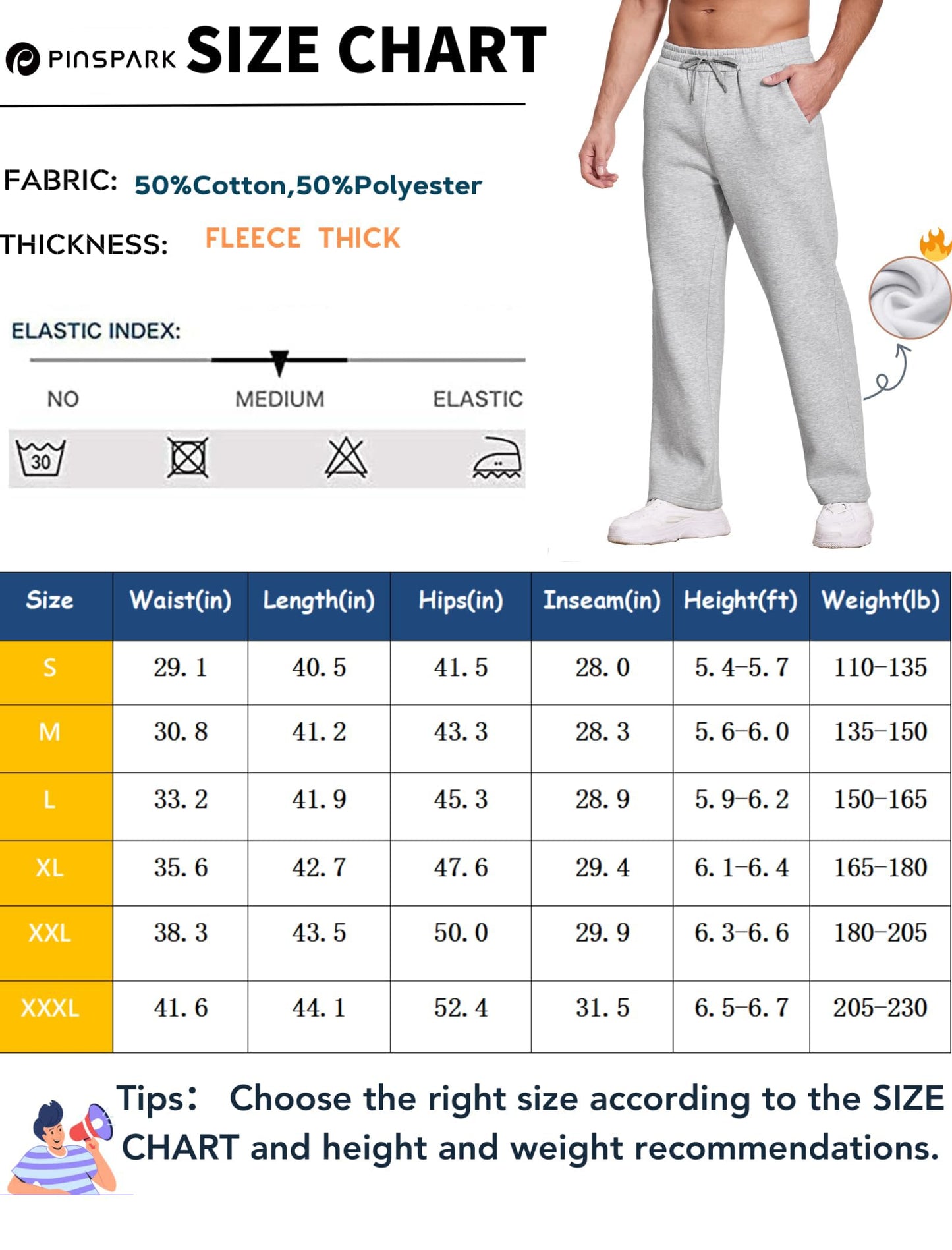 PINSPARK Men’s Winter Joggers – Fleece-Lined Sweatpants