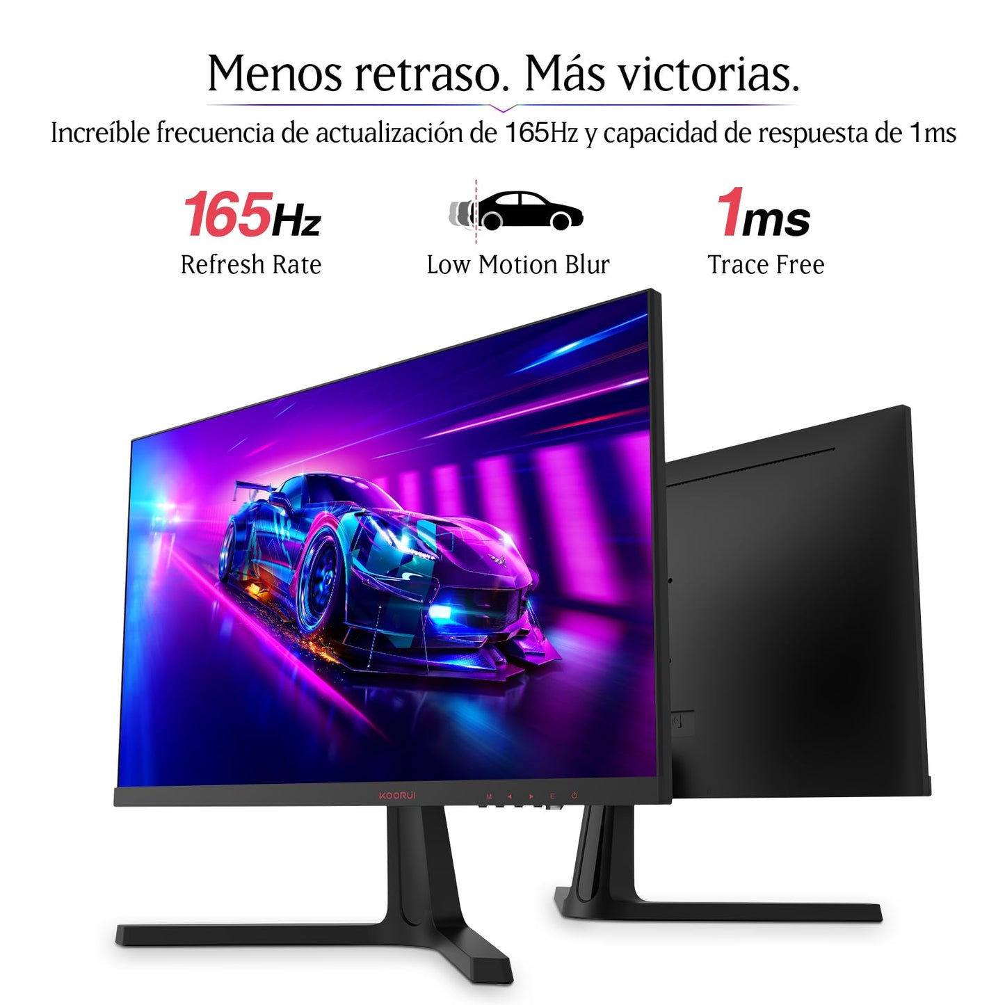 KOORUI Gaming Monitor 24 Zoll - FHD PC Bildschirm VA 165Hz 1ms Monitor 144hz, AdaptiveSync Technology, DCI-P3 85%, 2 x HDMI, DP Neigbar, Schwarz