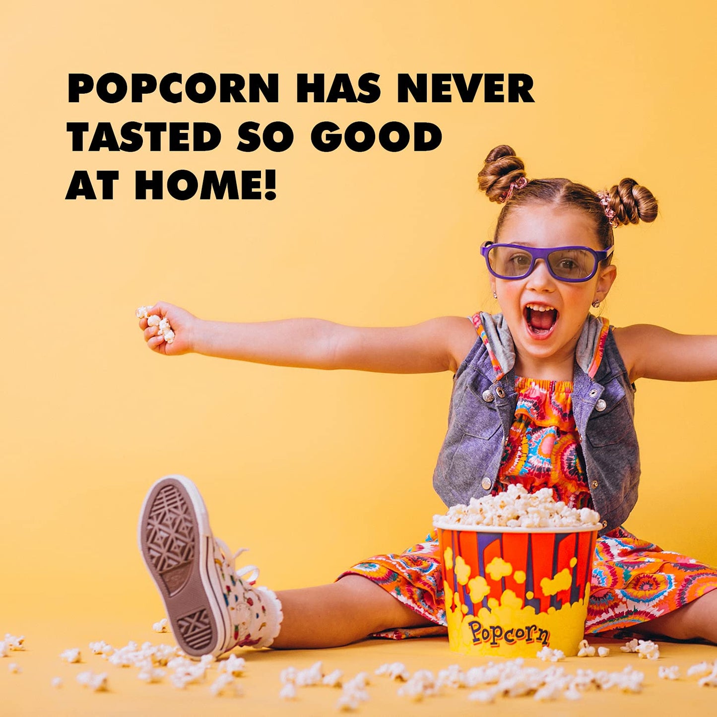 Edihome, Popcornmaschine, Popkornmaschinene, Elektrischer Popcorn Maker, 1200 W, Inklusive Dosierlöffel, Popkorn fertig in 2 Minuten, Heimkino, Series (Rot)