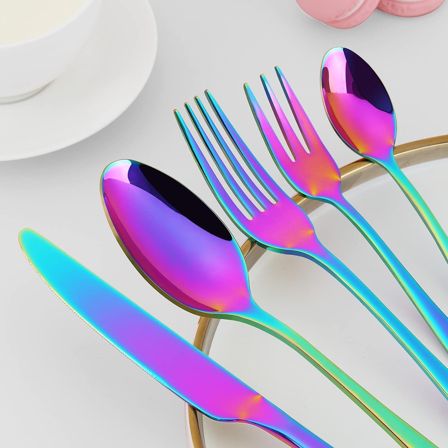BEWOS Besteck Set für 6 Personen, 30 teilig Essbesteck Set inkl. Messer, Gabel, Löffel, Besteck Edelstahl Spiegelpoliert, Spülmaschinenfest