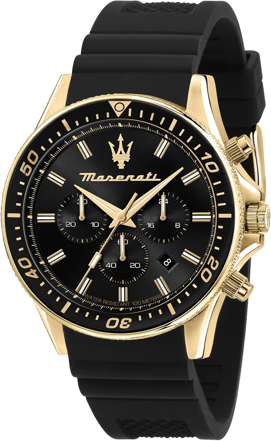 Maserati men's watch, Sfida collection, made of stainless steel, yellow gold PVD, silicone, with silicone strap - R8871640001