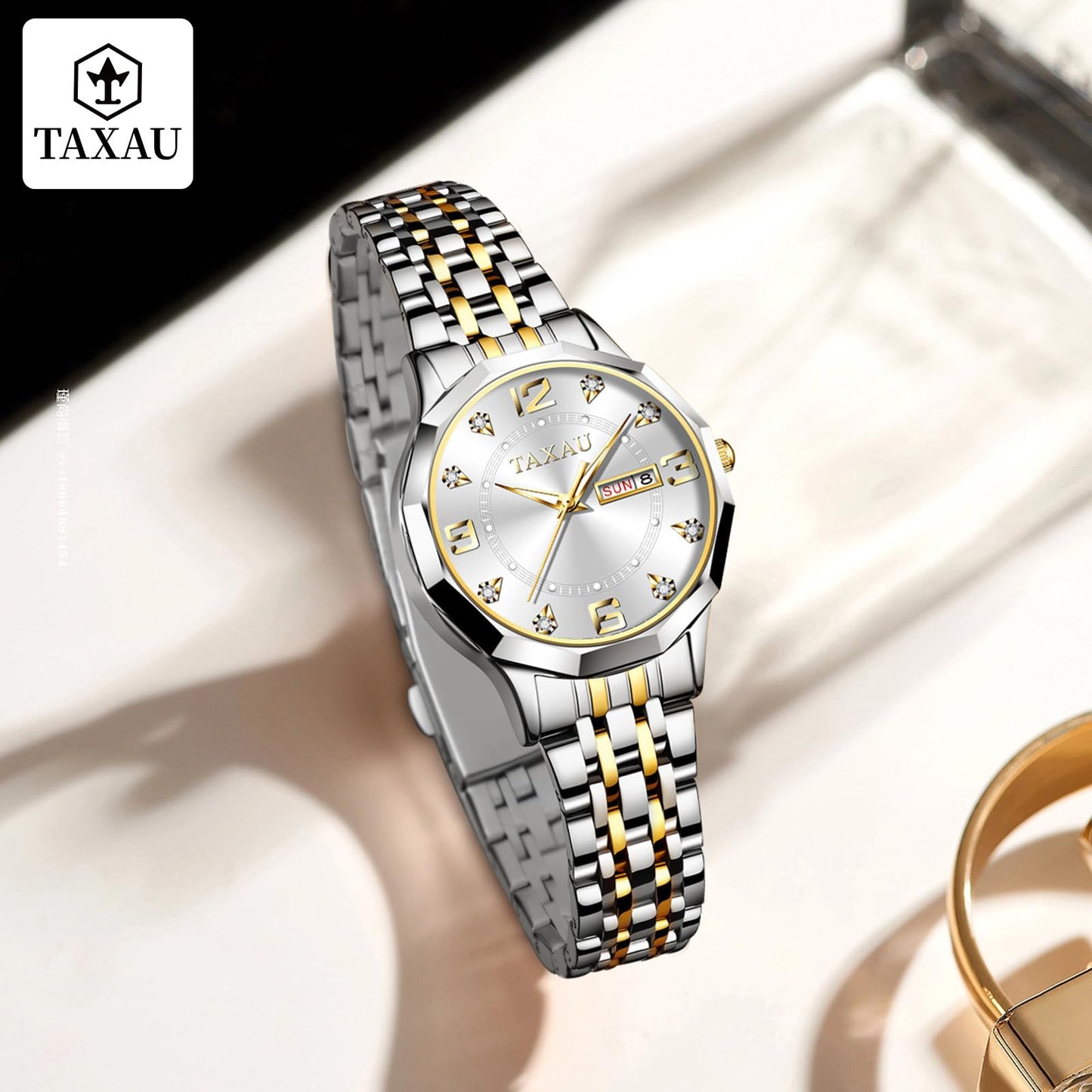 Taxau Uhr Frauen Luxus Edelstahl Uhren Frauen Kleid für Frauen wasserdichte Analog Quarz Damenuhren Klassische Reloj para Mujer
