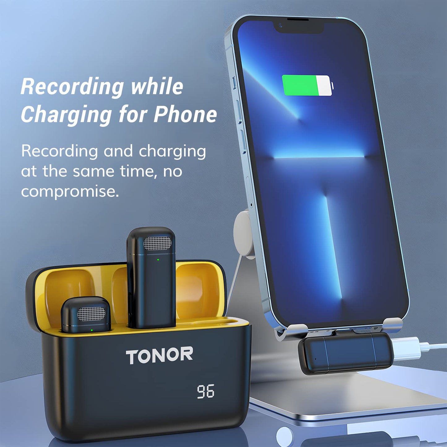 TONOR Wireless Lavalier Mikrofon mit Ladenbox aufladbar dual Funkmikrofon Ansteckmikrofon kabellos Handy Microphone Omnidirectional für TikTok YouTube Videos Vlog geeignet für Lighting TL350