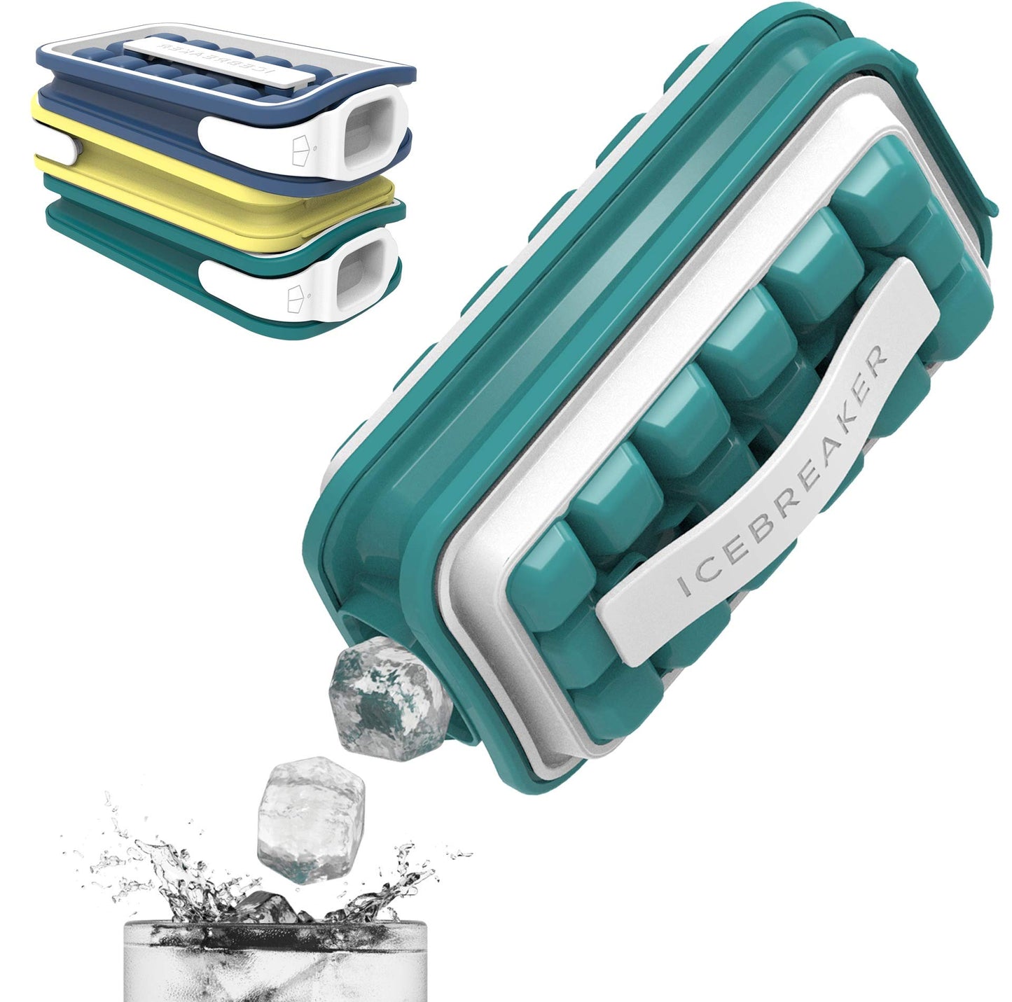 ICEBREAKER POP 2.0 ice cube tray - Make and serve ice without touching the ice - The hygienic ice container for the freezer - Silicone container with lid - 18 ice cubes (2 pieces)