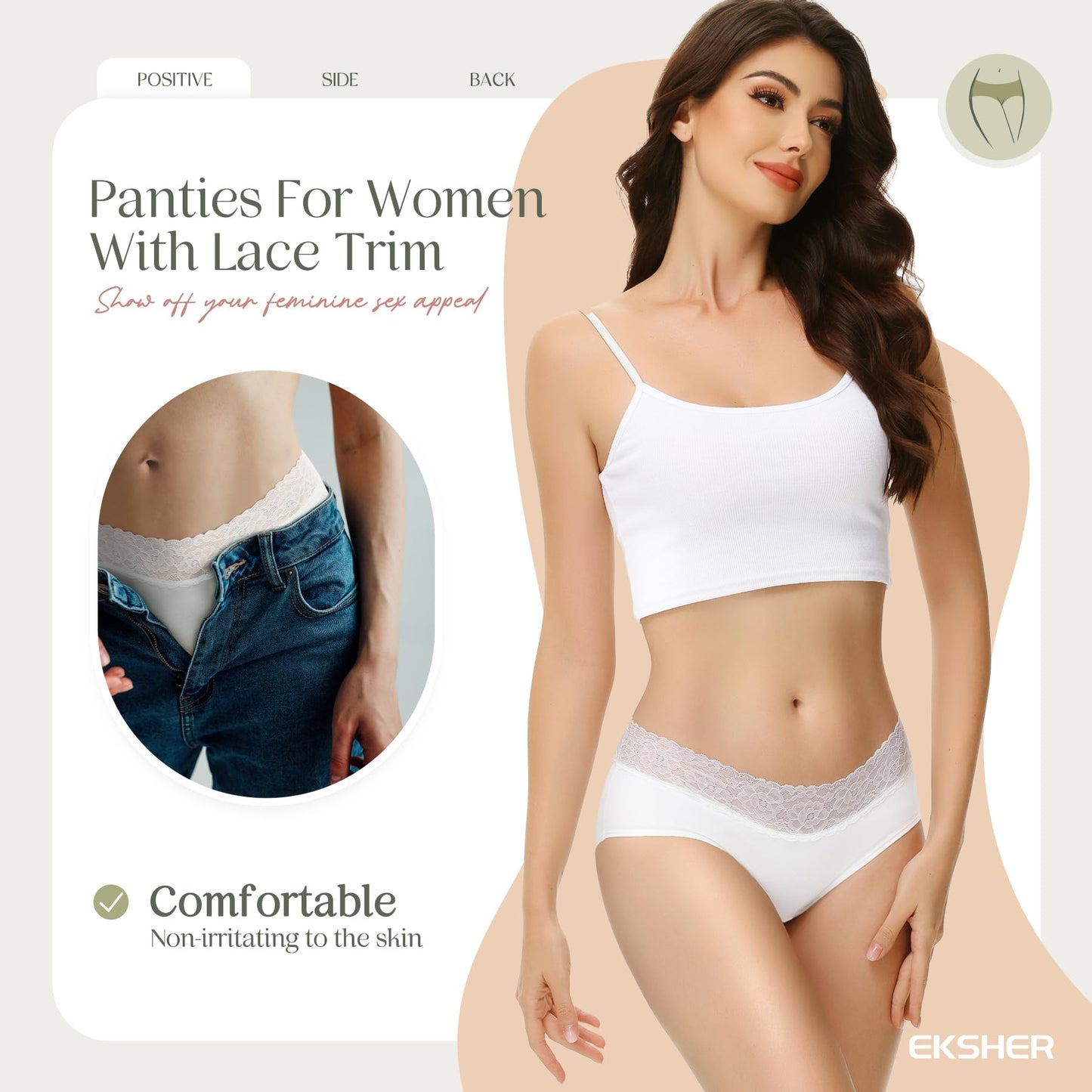 Women's Lace Hipster Cotton Soft Comfortable Underwear – Multipack of 6