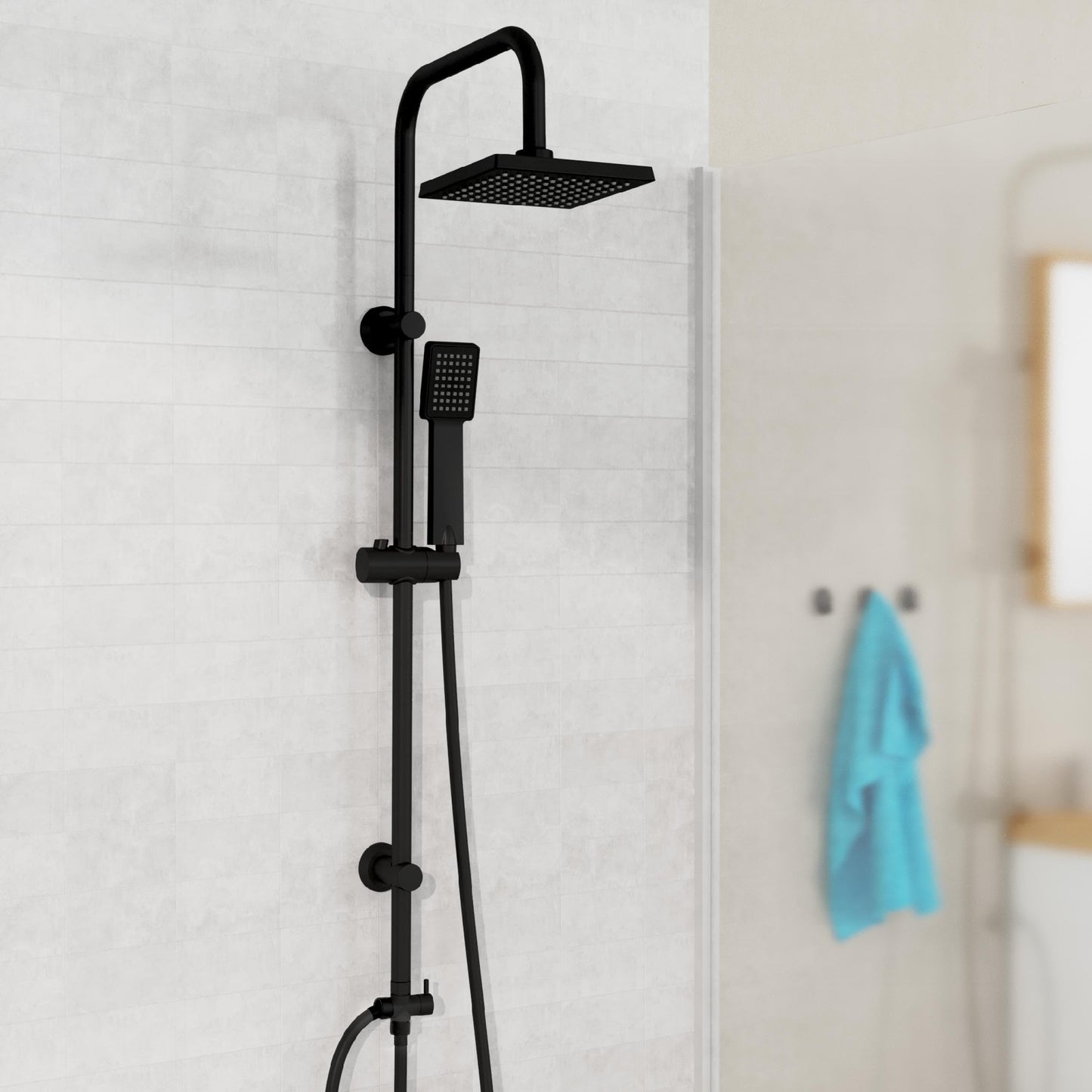 EISL Duschset EASY FRESH, Duschsystem ohne Armatur 2 in 1 mit großer Regendusche (250 x 200 mm) und Handbrause, Regendusche ohne Armatur ideal zum Nachrüsten, komplettes Montageset, Chrom DX12006