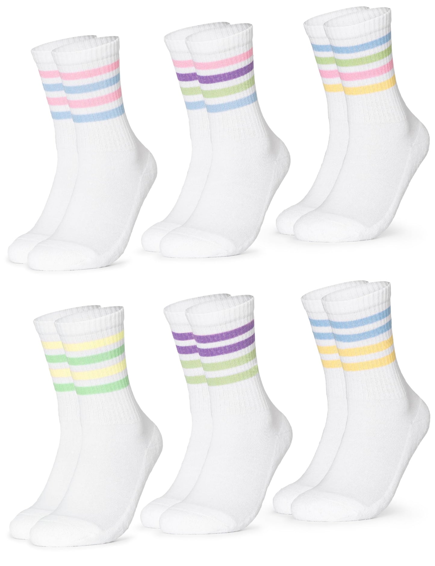 Occulto Women's Retro Tennis Socks – 6-Pack