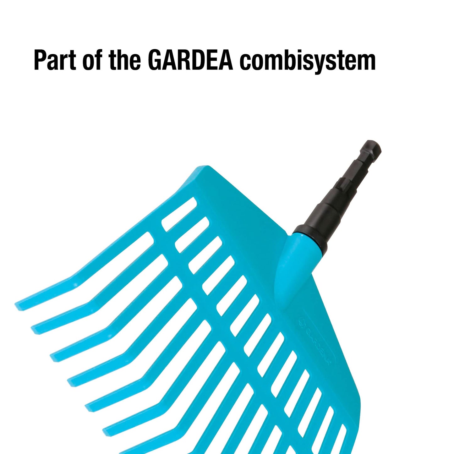 Gardena combisystem-Rechenbesen: Handlicher Zinkenbesen zum Zusammenfegen von Laub und Grasschnitt, mit robusten Kunststoffzinken, Arbeitsbreite 43 cm (3101-20)