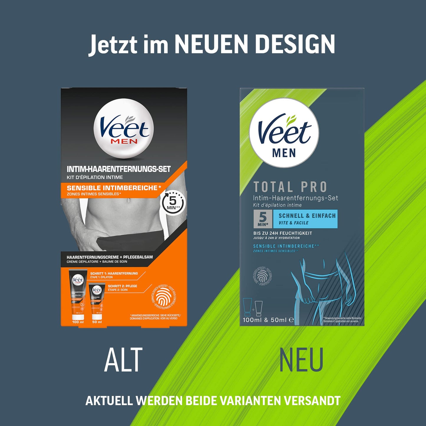 Veet Men Intim-Haarentfernungs-Set - Enthaarungscreme für den Intimbereich, für men and women - 100 ml Tube & 50 ml Pflegebalsam