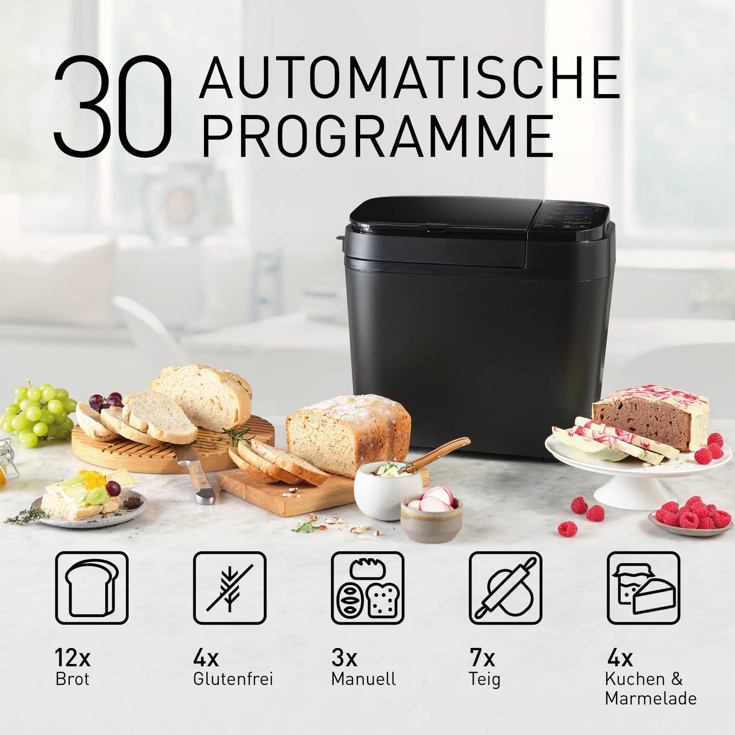 Panasonic Premium Grau Vollautomatischer Brotbackautomat, horizontales Design und Hefespender, 32 automatische Programme, zwei Temperatursensoren, 13-Stunden-Zeitvorwahl, Grau