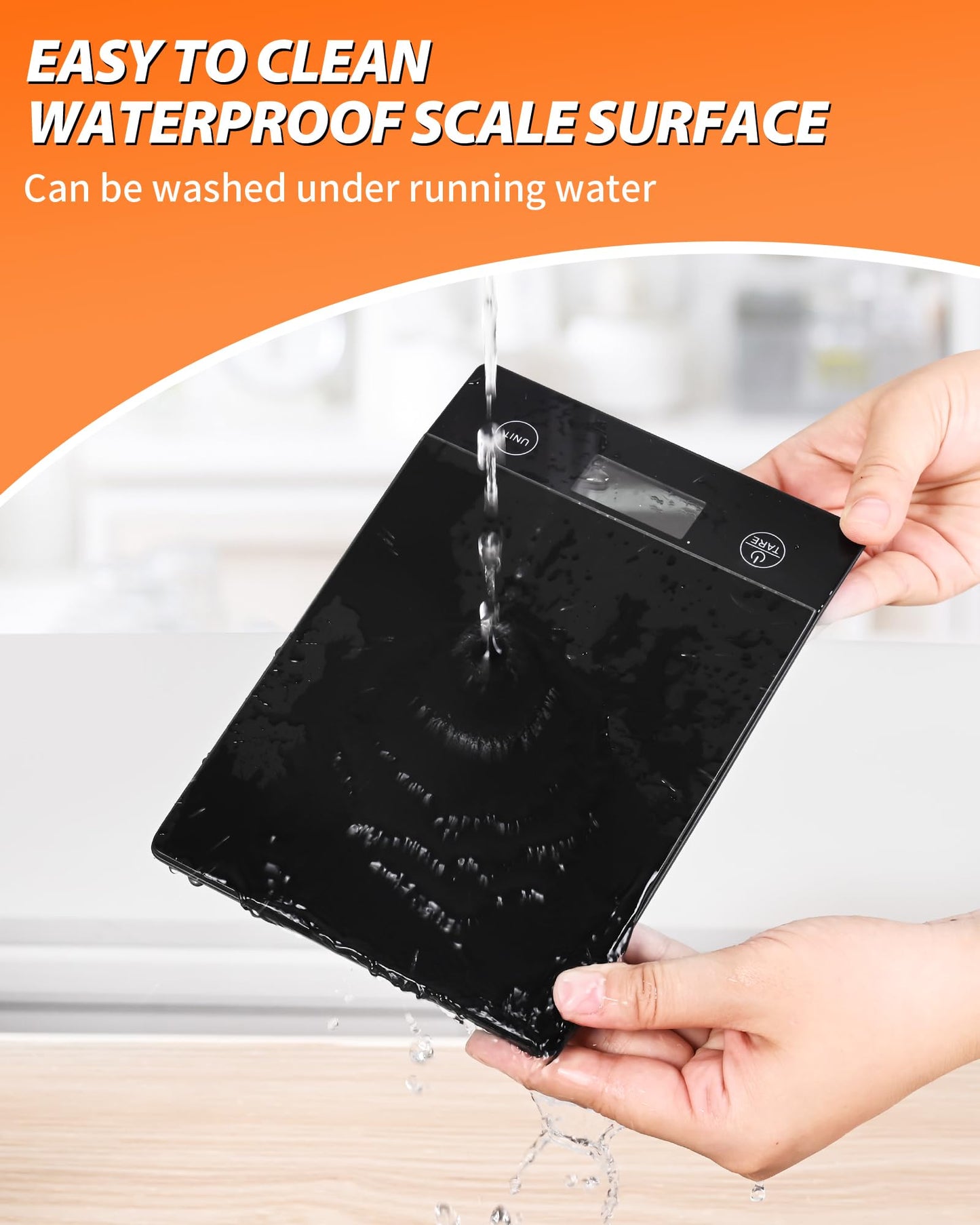 Küchenwaage Digital,Küchenwaage Geneigtes Display,Waage Küchenwaage 10KG,Hochpräzise 1g Digitale Küchenwaage mit Tara-Funktion,Schwarz Glas Lebensmittelwaage Wasserdicht,Touchscreen inkl. Batterien