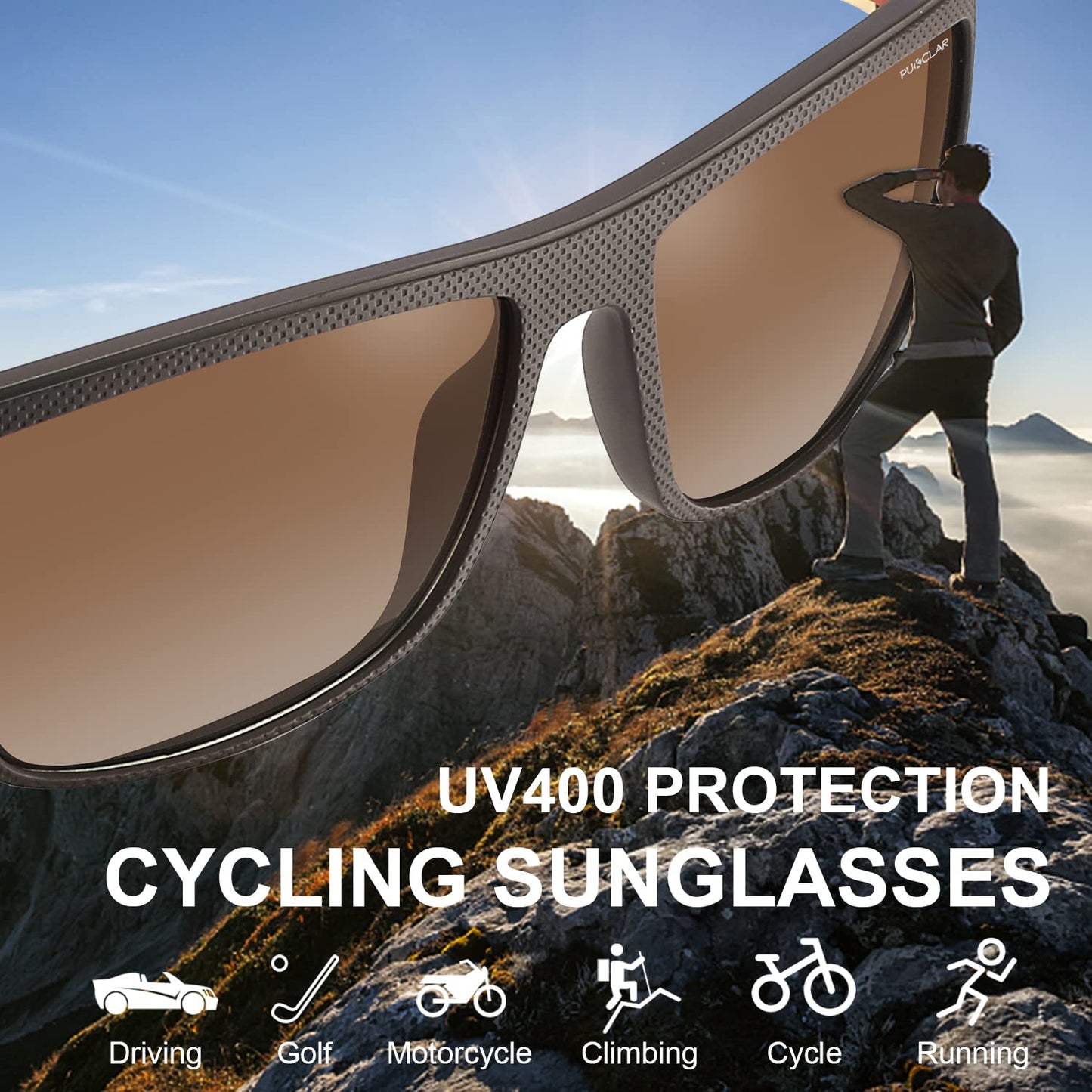 PUKCLAR Polarisierte Männer Sonnenbrille Sport Fahren Frauen Sonnenbrille Radfahren Laufen Fischen Brille TR90 Frame