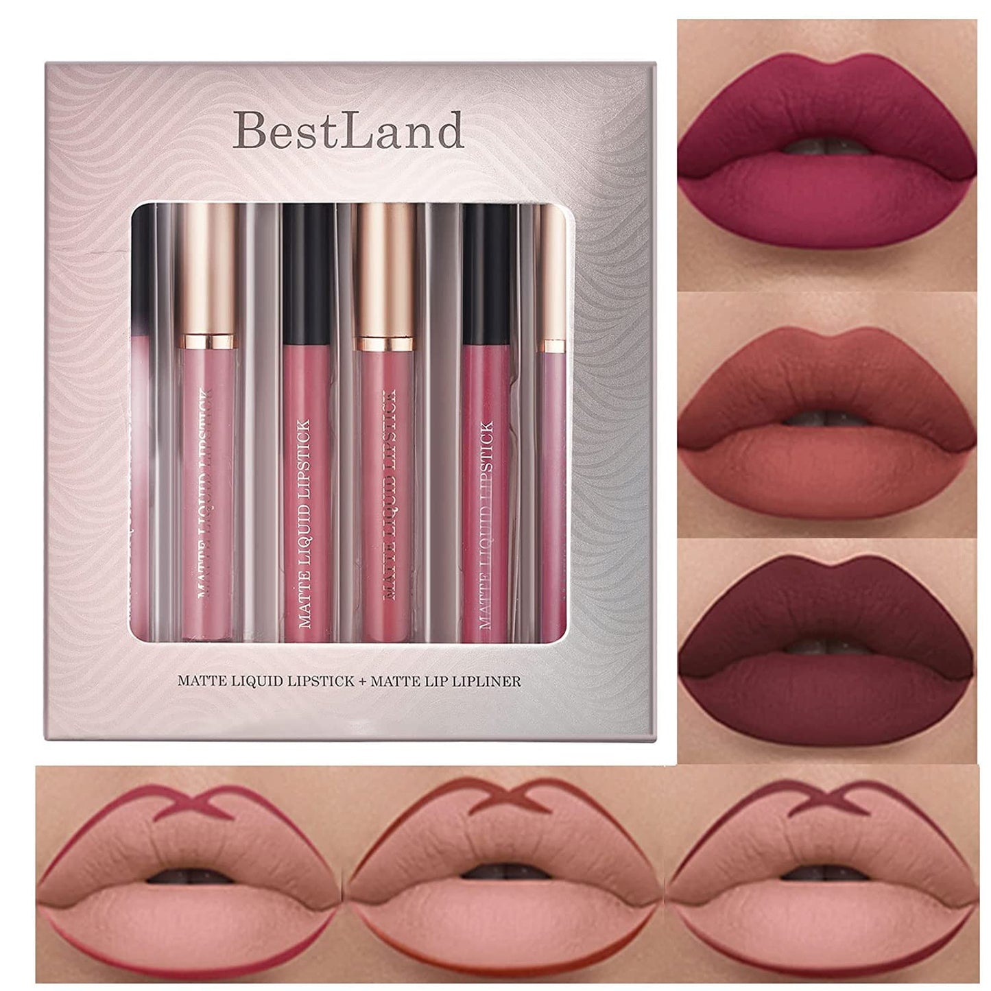 6-Piece Matte Lipstick Lip Liner Set – Long-Lasting Waterproof Non-Fading