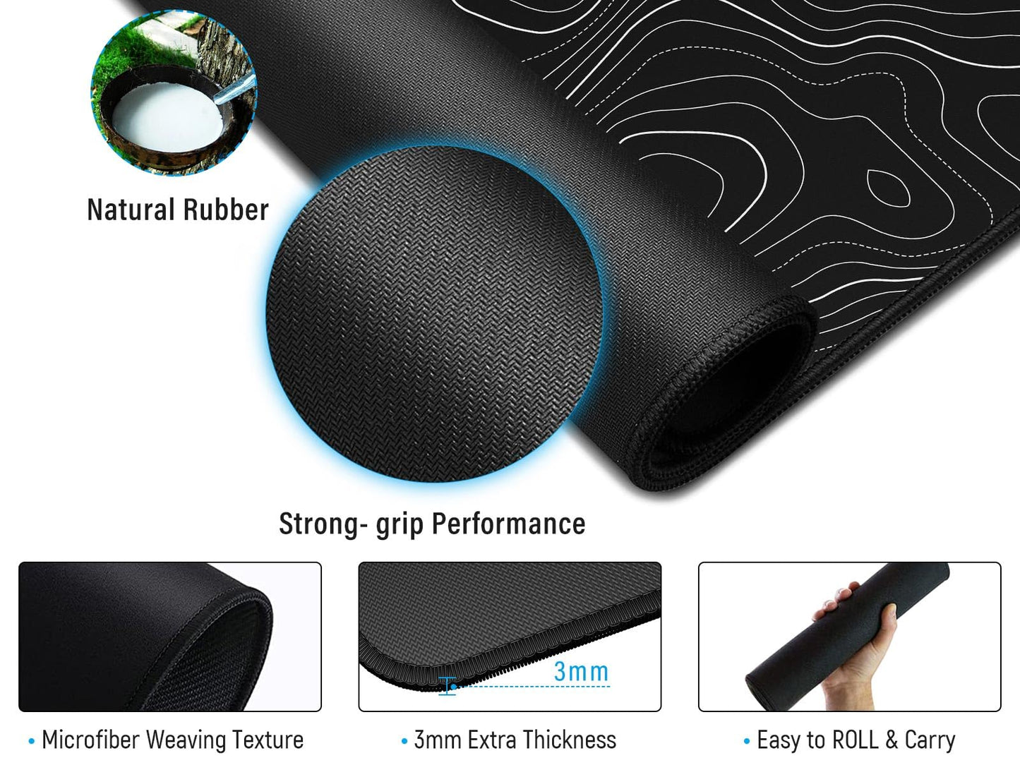JIALONG Großes Mauspad mit Excel Tastaturkürzeln für Office, multifunktional, komfortabel Gaming Mousepad, Anti Rutsch Schreibtischunterlage für Büro und Zuhause 900x400mm