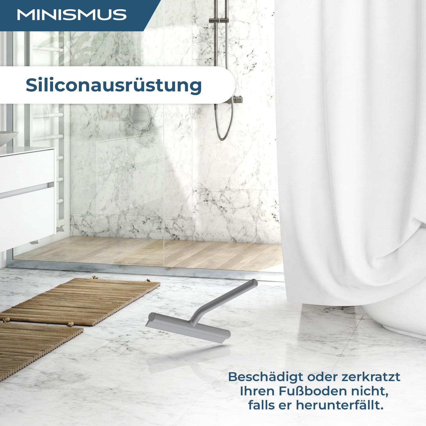 MINISMUS Fensterabzieher mit Aufhänger – Profi Abzieher Dusche - Duschabzieher – Schlierenfrei – Hochwertiger Silikon - Antirutsch (Schwarz)