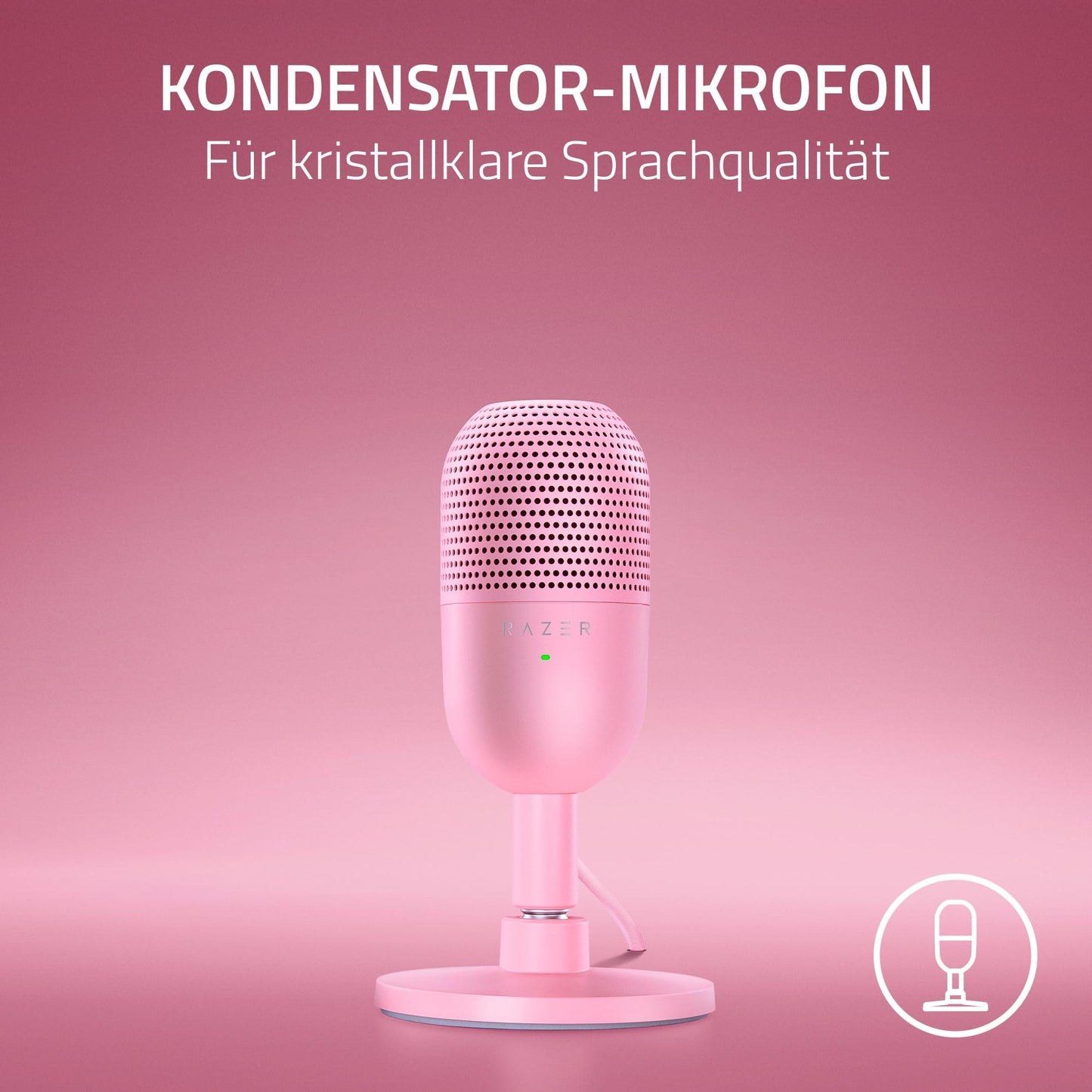 Razer Seiren V3 Mini - Ultrakompaktes USB-Mikrofon (14mm Supernieren Kondensatormikrofon, Tap-to-Mute-Sensor mit LED-Anzeige, integrierter Stoßdämpfer, Plug-and-Play Design) Schwarz
