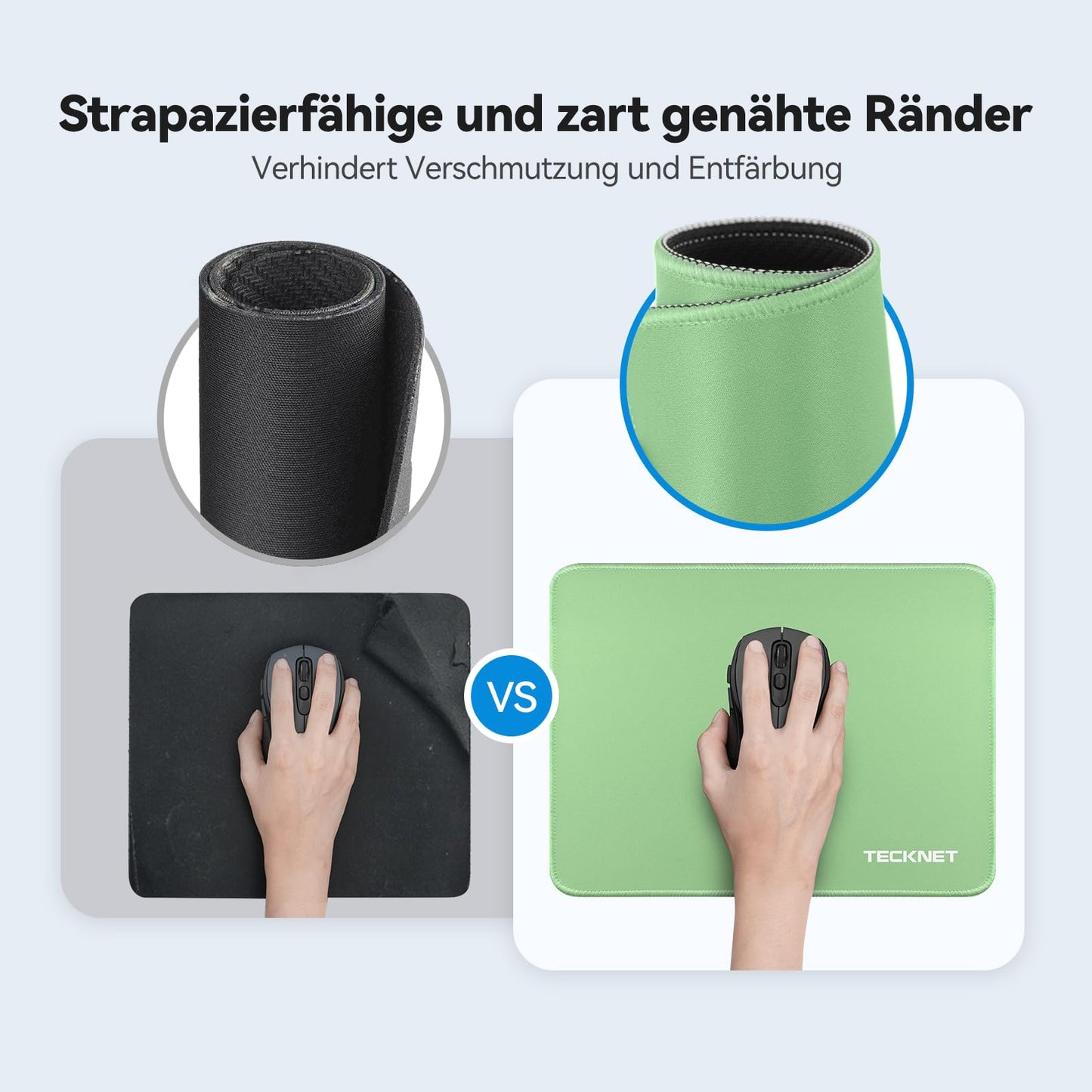 TECKNET Mauspad, 280 x 210 mm Gaming Mousepad mit Wasserdicht und Rutschfester Gummi für PC-Büro, Arbeit, Gaming, Studium, Laptop, Computer, Zuhause-Schwarz