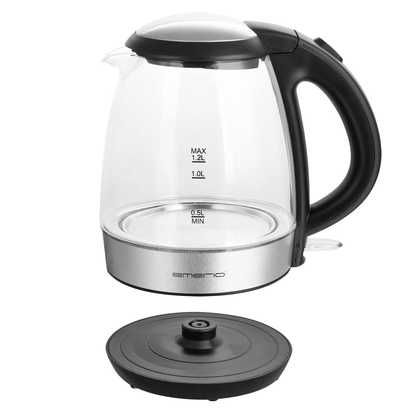 EMERIO Glas Wasserkocher mit 1.7 Liter Volumen | 2200 Watt | blaue LED Innenbeleuchtung | 360° Basis | SIEGER Preis/Leistung Haus & Garten Test | bestes Borosilikatglas | BPA frei | WK-119988.7
