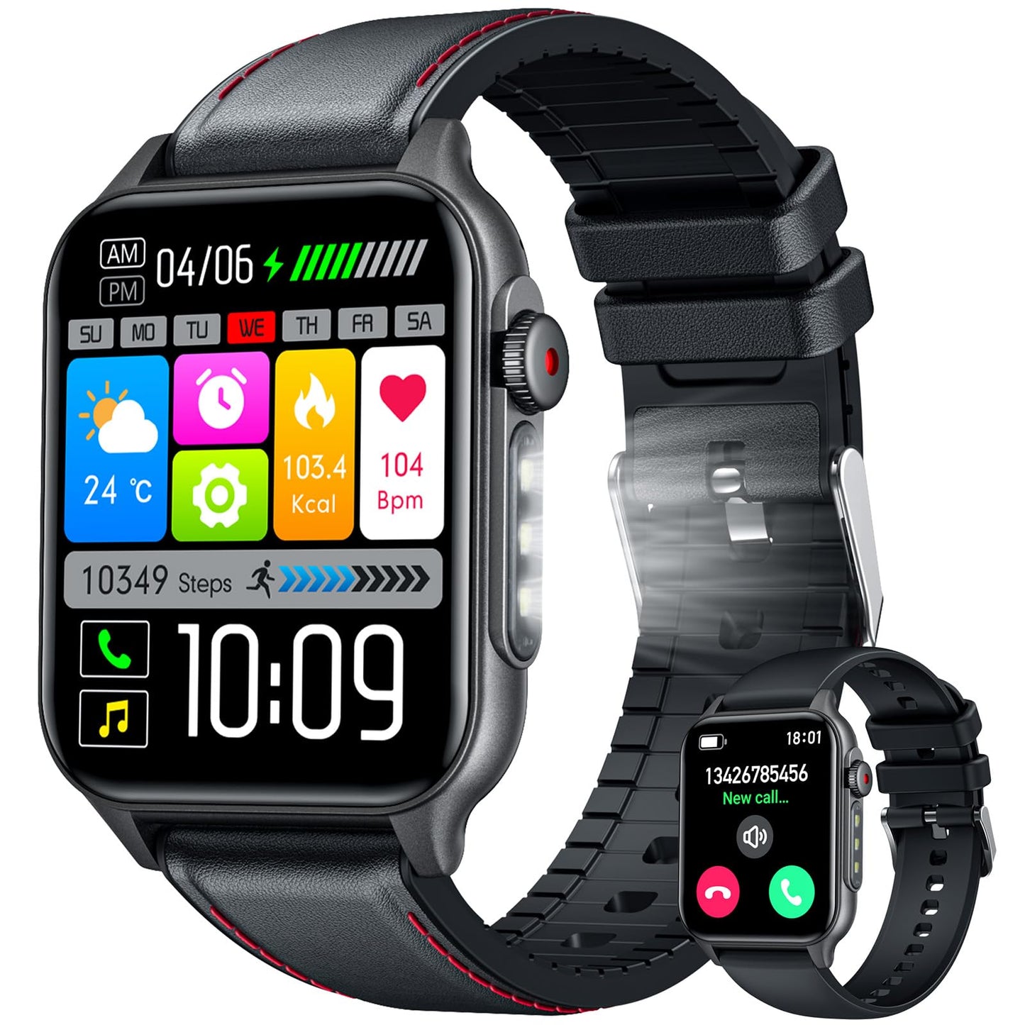 Smartwatch Herren Uhr Fitnessuhr Armbanduhr: Smart Watch Uhren Herrenuhr 1,93" Touchscreen mit Automatik Wasserdicht Schrittzähler Outdoor Sport Fitness Tracker Telefonfunktion Kompatibel Android iOS