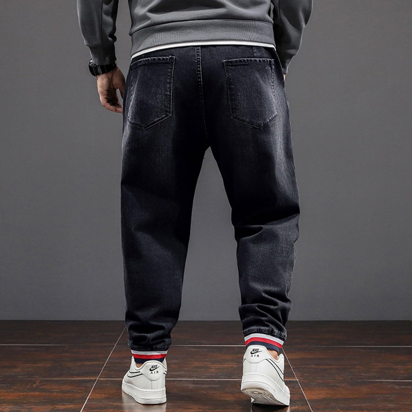 Oversized Men’s Baggy Jeans – Stretch Loose Fit High Waist Denim Pants