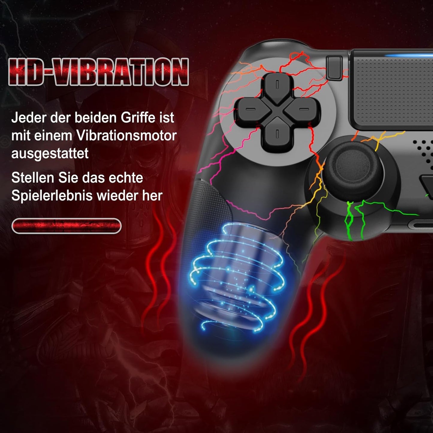 LCDNTEM Wireless Controller für PS-4, RGB Game Controller Kompatibel mit PS-4/Slim/Pro/PC, Gamepad mit Dual Vibration, LED, 6-Achsen, Touchpad