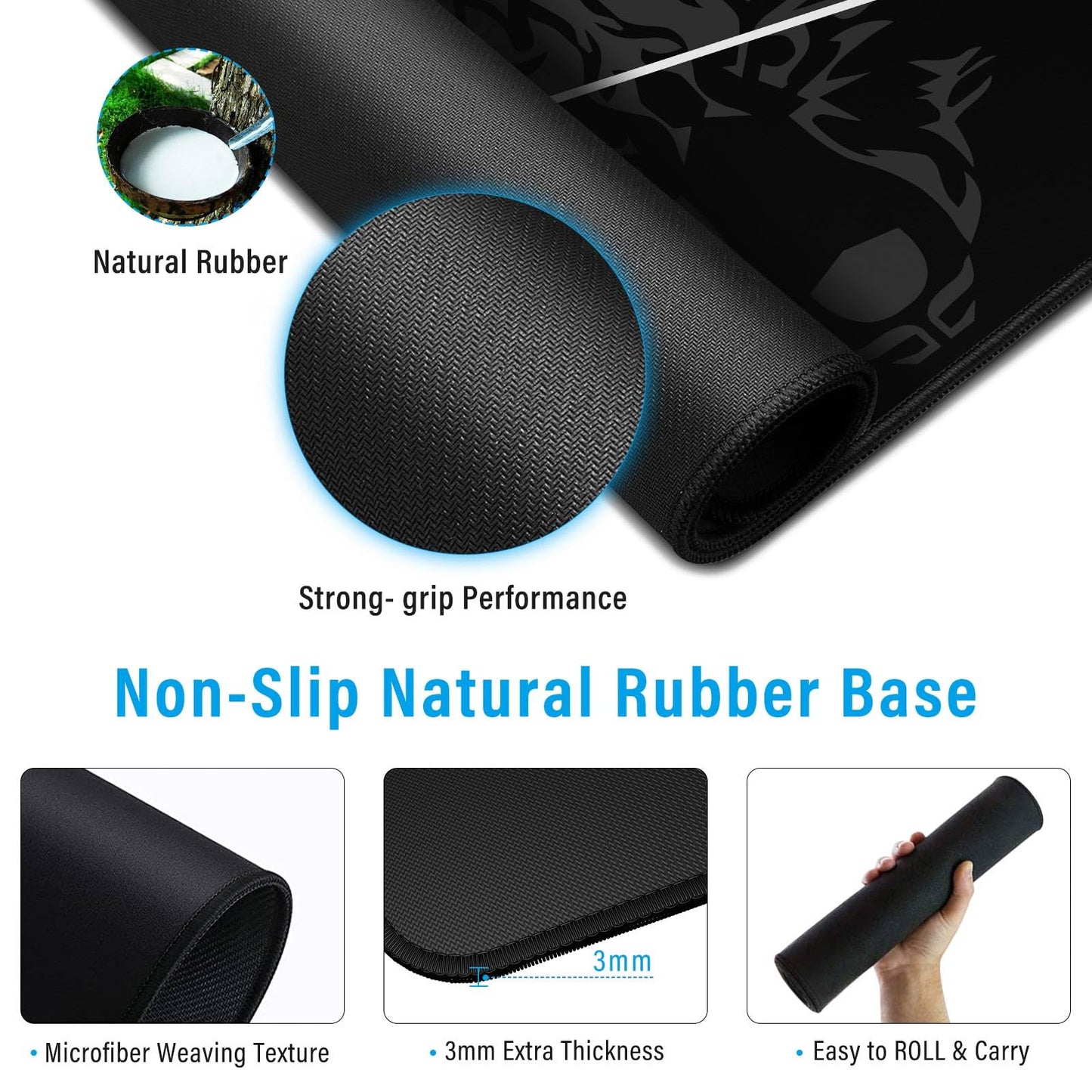 Anpollo Gaming Mouse Mat XXL 900 x 400 x 3 mm Non-Slip Desk Mat Table Mat Multifunctional Office Mouse Mat, Type 1