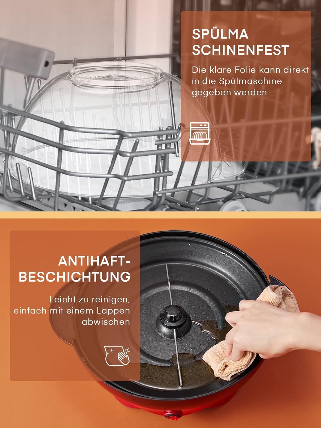 Popcornmaschine - 5.5L Großer Inhalt - HOUSNAT 800W Zuhause Popcorn Maker Machine mit Antihaftbeschichtung und Abnehmbares Heizfläche - Stille und Schnelle - Maschine