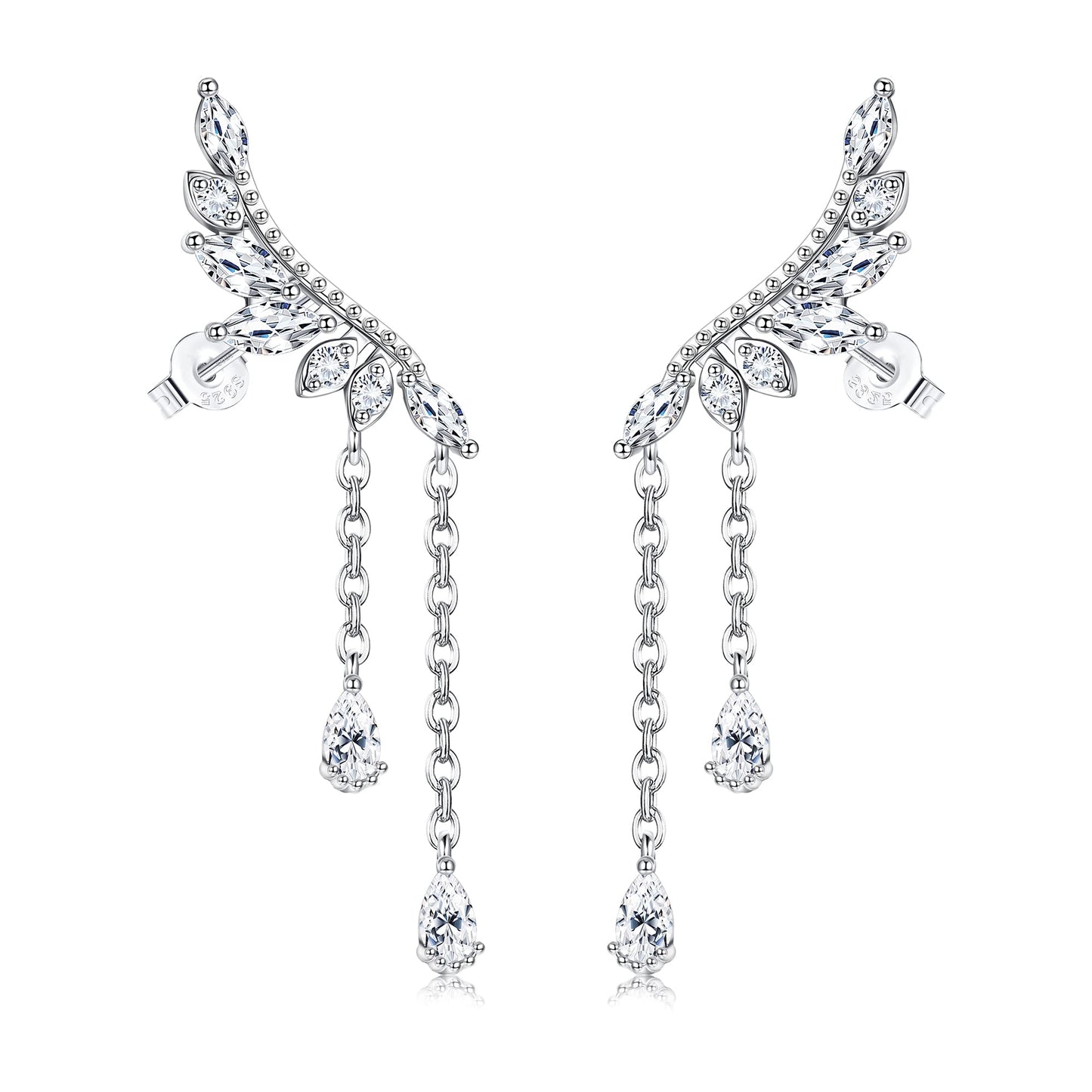 JeweBella 925 Sterling Silver Angel Earrings