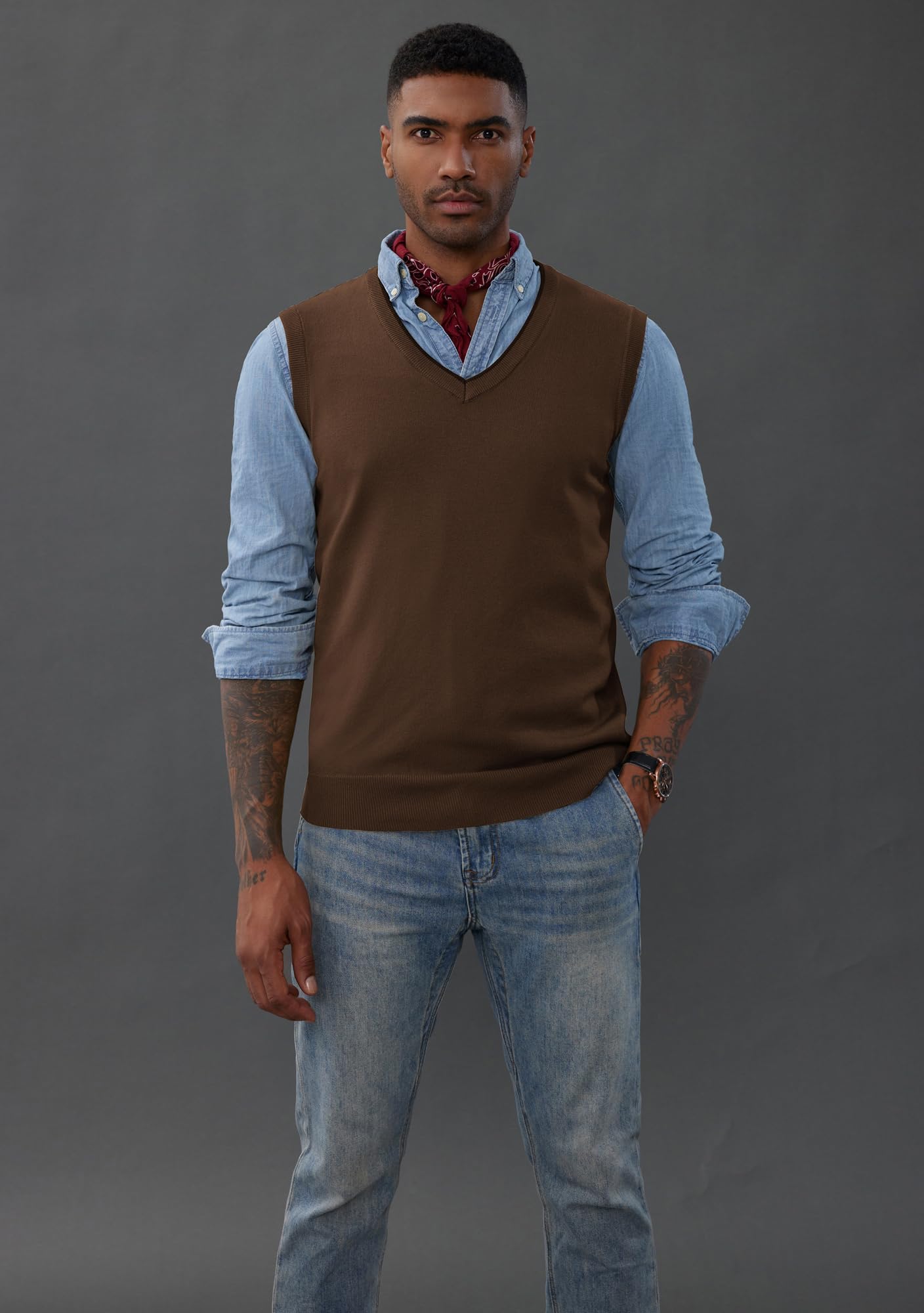 PJ PAUL JONES Men’s Sweater Vest – Wool Blend V-Neck Pullover