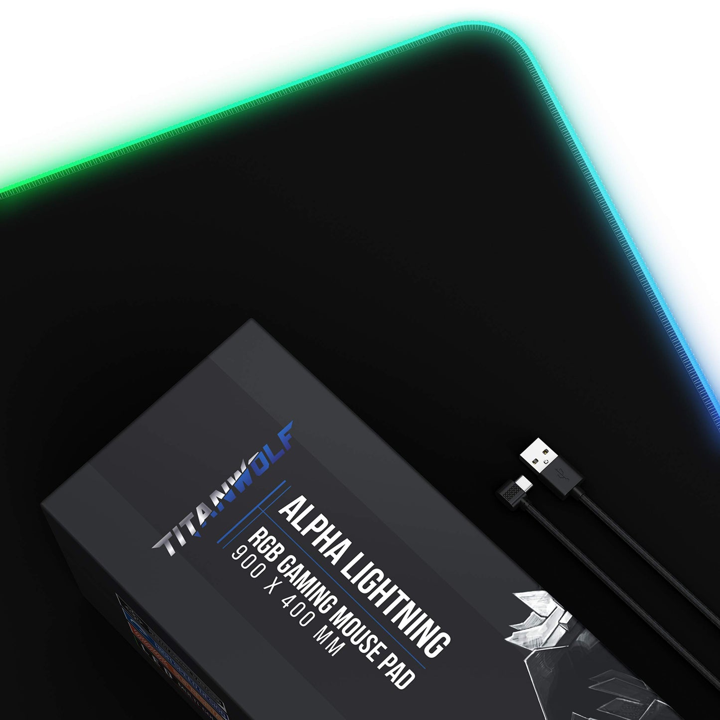 TITANWOLF - RGB Gaming Mauspad - LED Schreibtischunterlage - 800x300 mm - XXL Mousepad - LED Multi Color - 11 Beleuchtungs-Modi - 7 LED Farben Plus 4 Effektmodi - abwaschbar - Stars